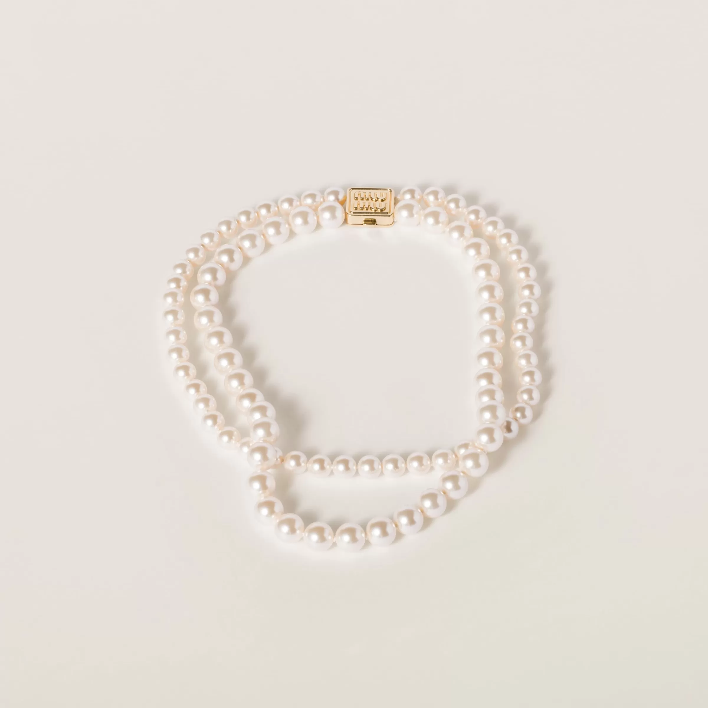 Metal and pearl necklace>Miu Miu Discount