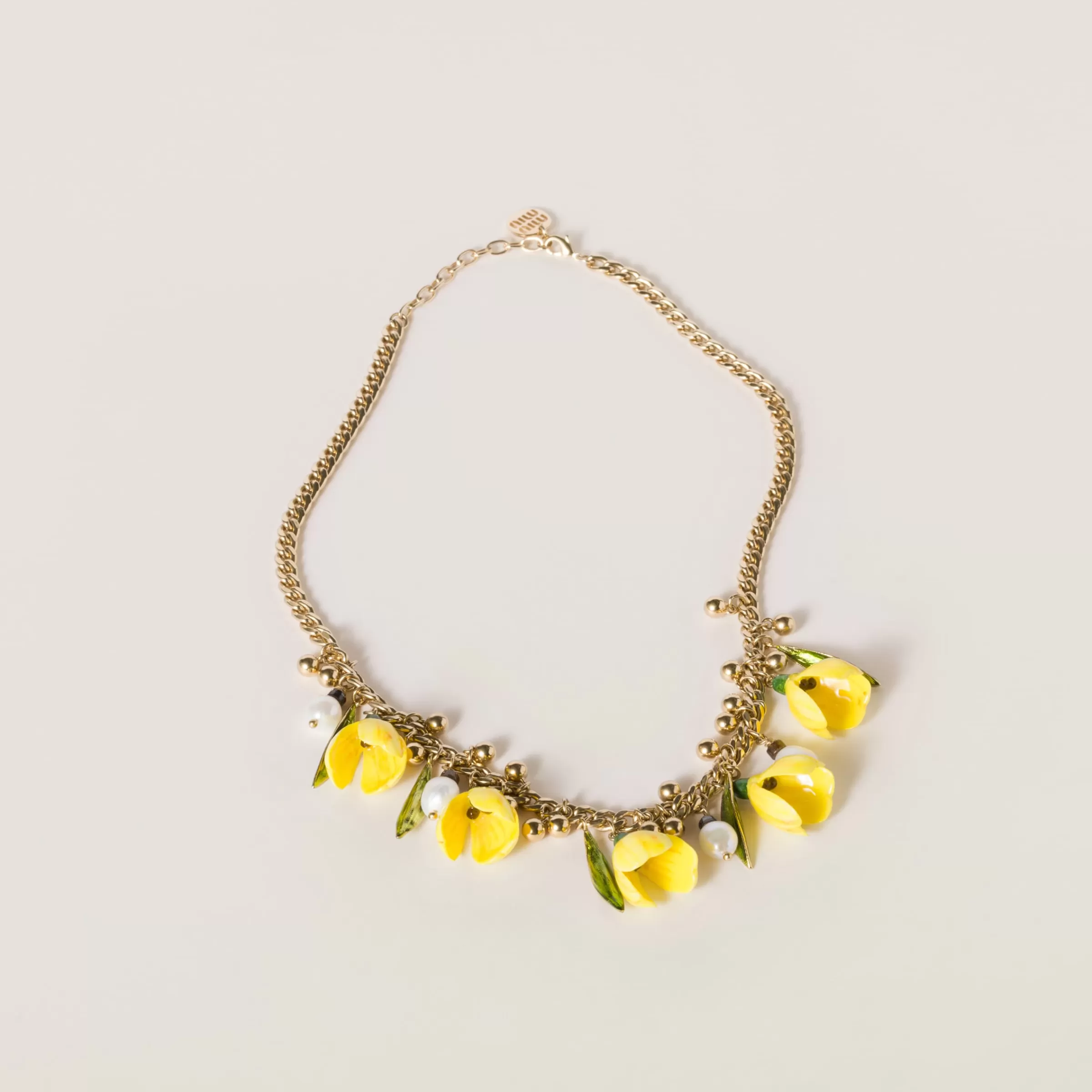 Metal and resin necklace>Miu Miu Online