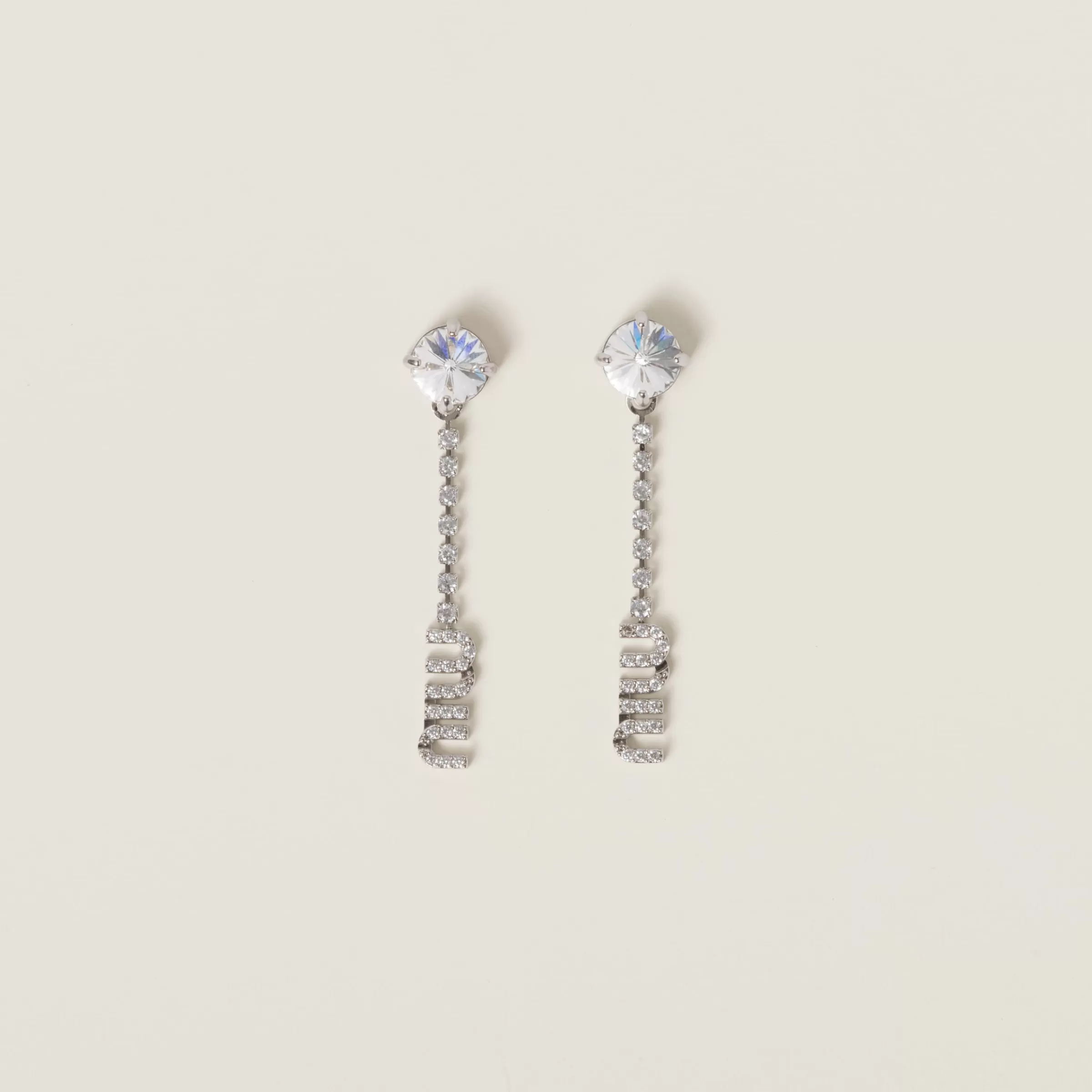 Metal earrings with crystals>Miu Miu Cheap