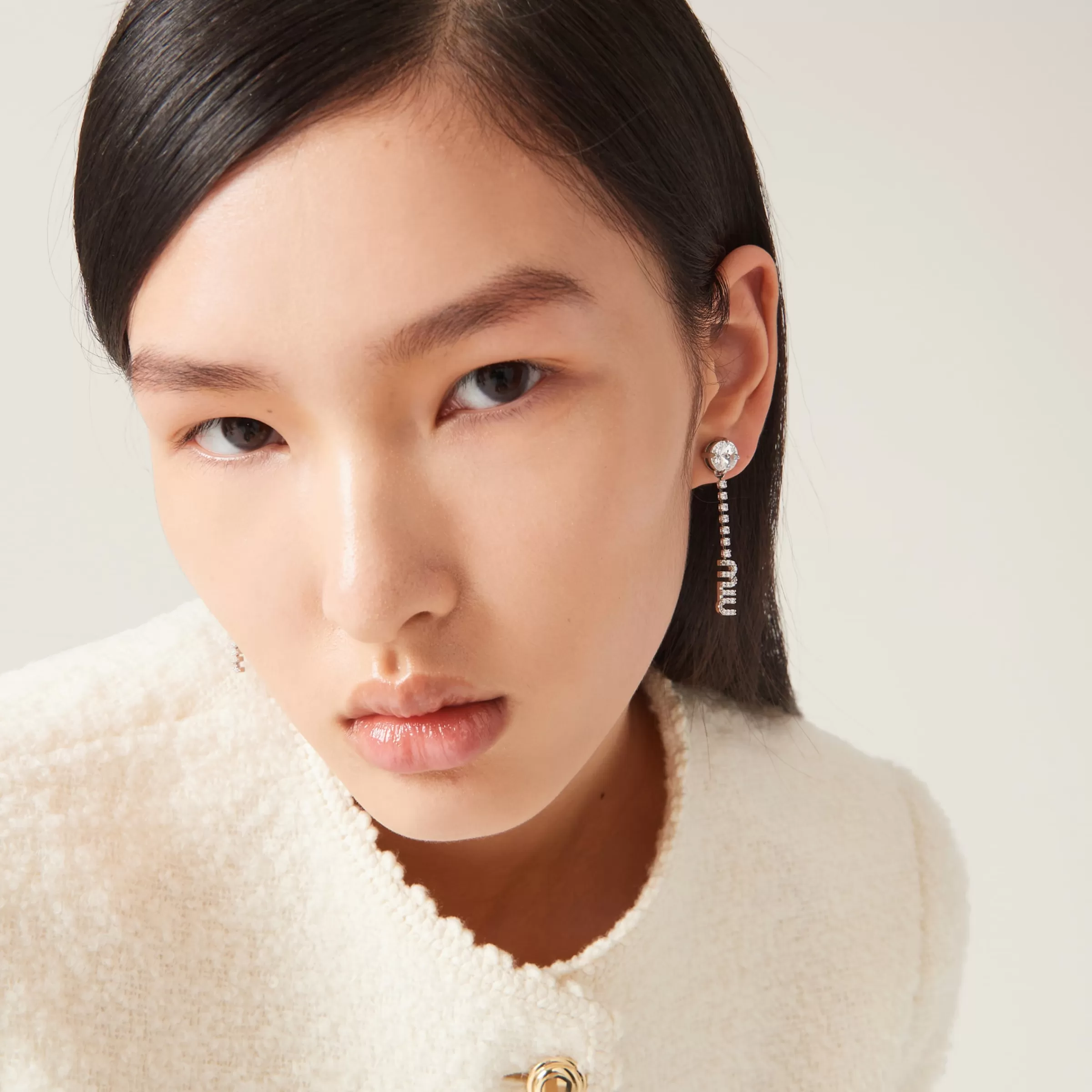 Metal earrings with crystals>Miu Miu Cheap