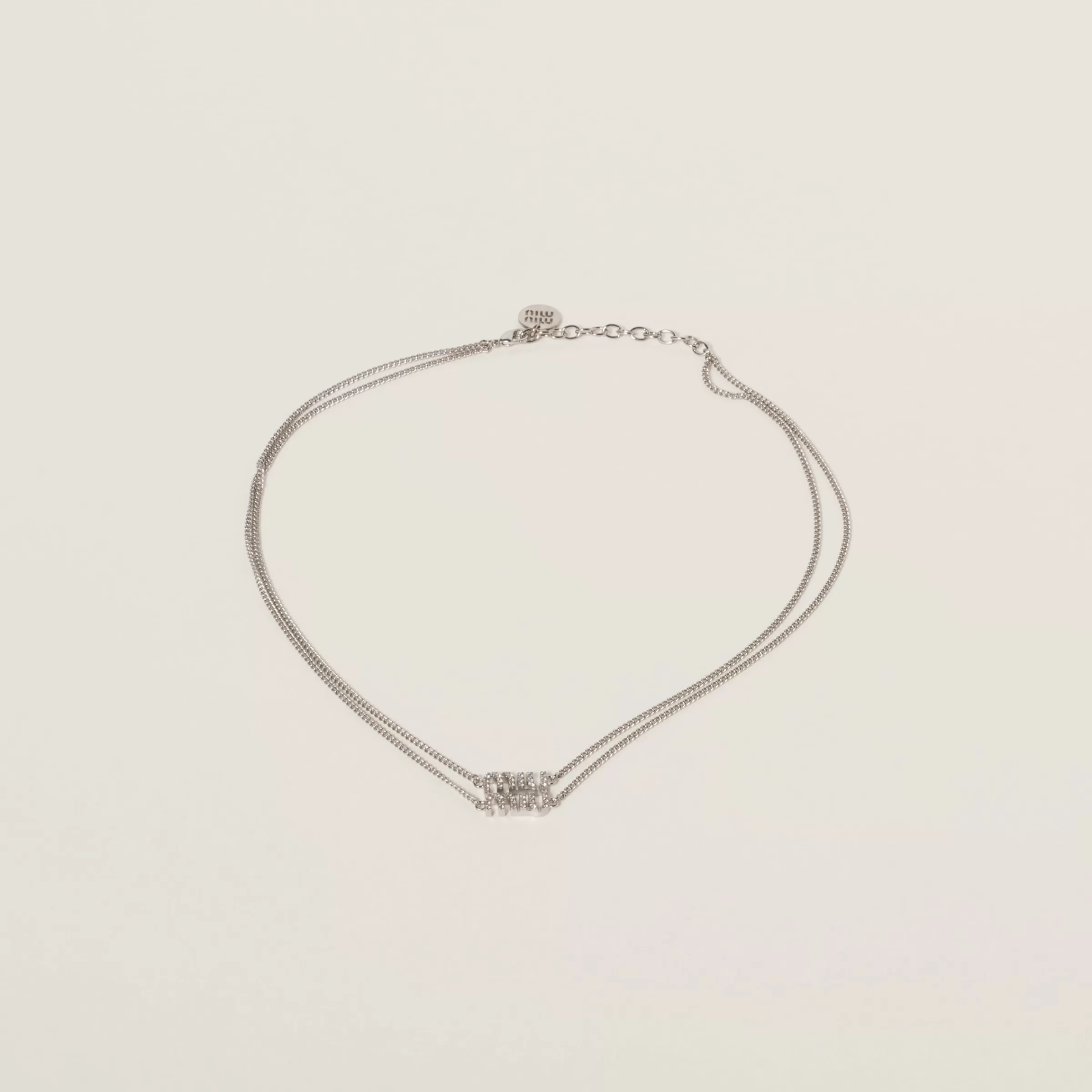 Metal necklace with crystals>Miu Miu Sale