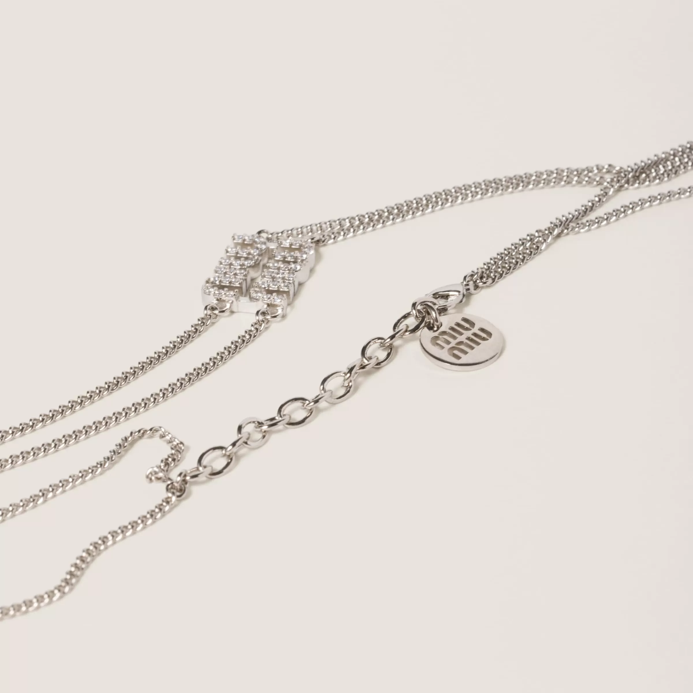 Metal necklace with crystals>Miu Miu Sale