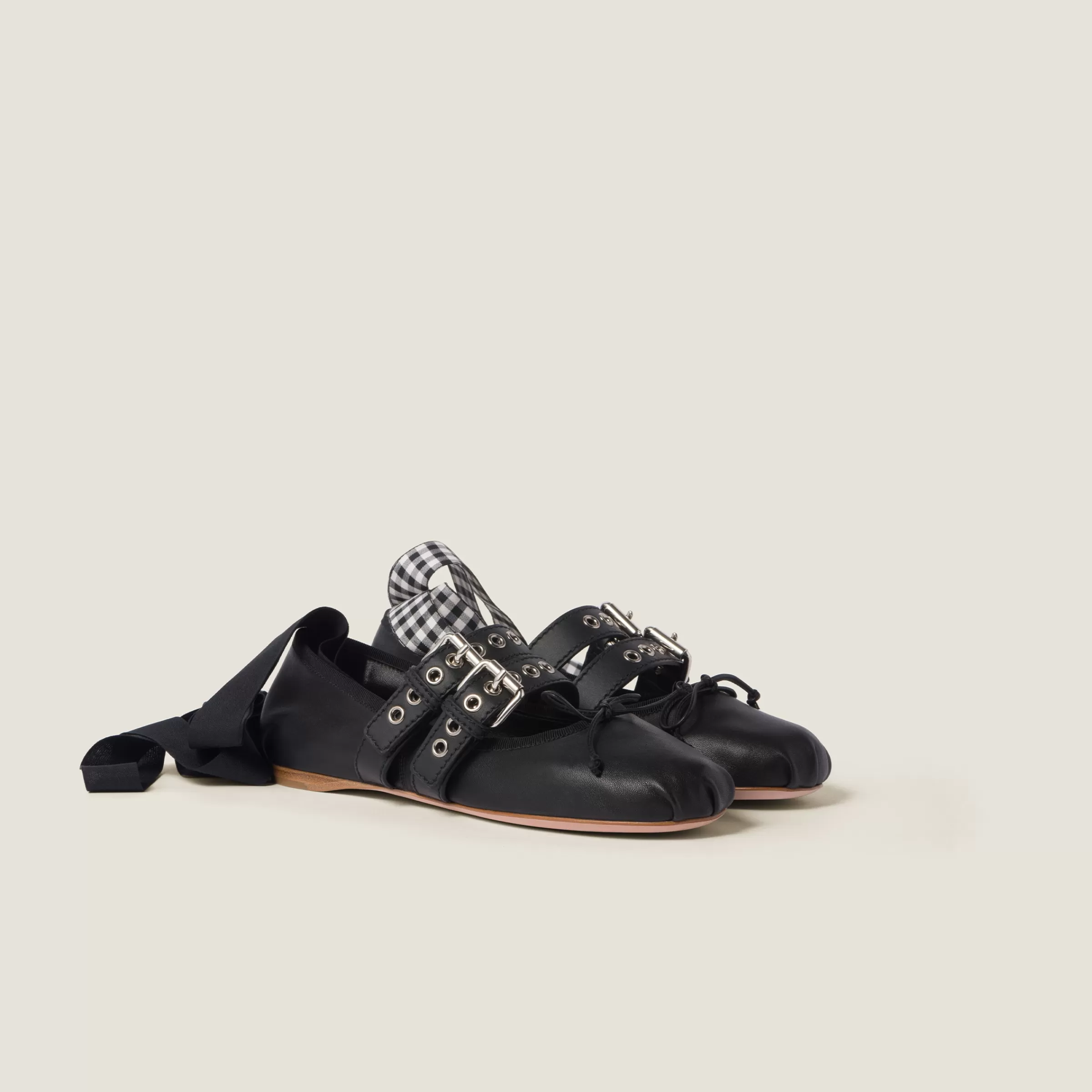 Nappa and calf leather ballerinas>Miu Miu Sale