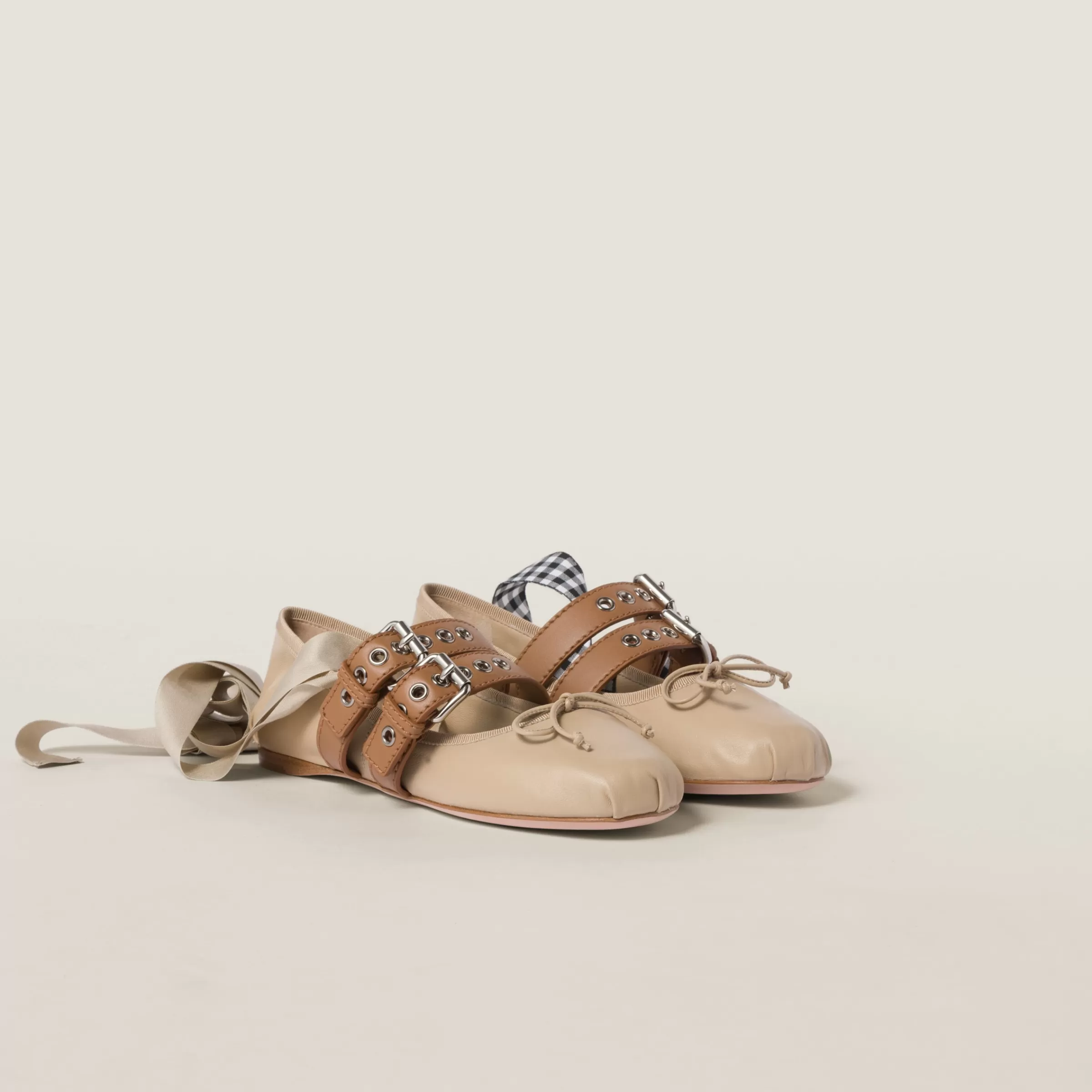 Nappa and calf leather ballerinas>Miu Miu Flash Sale