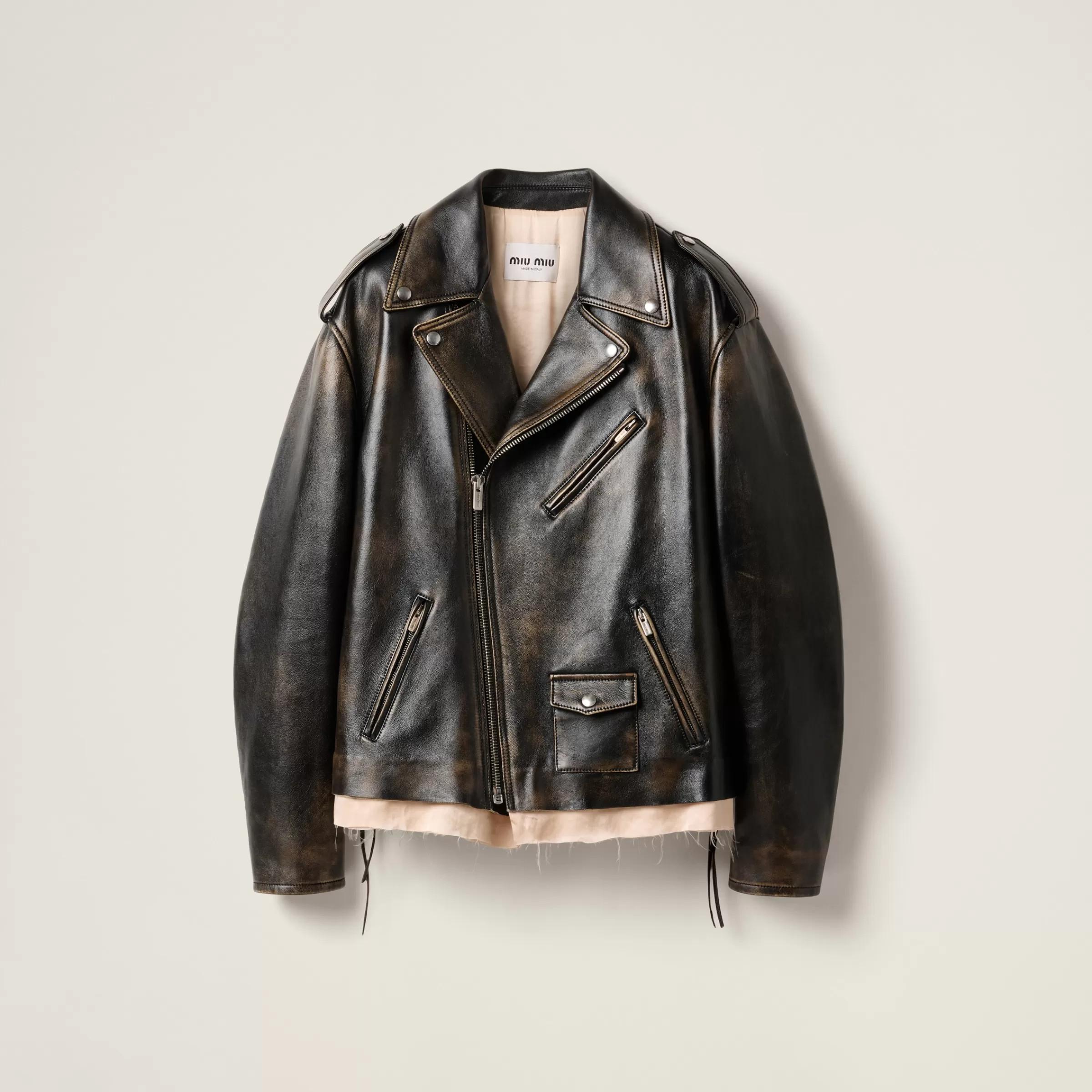 Nappa leather biker jacket>Miu Miu Cheap