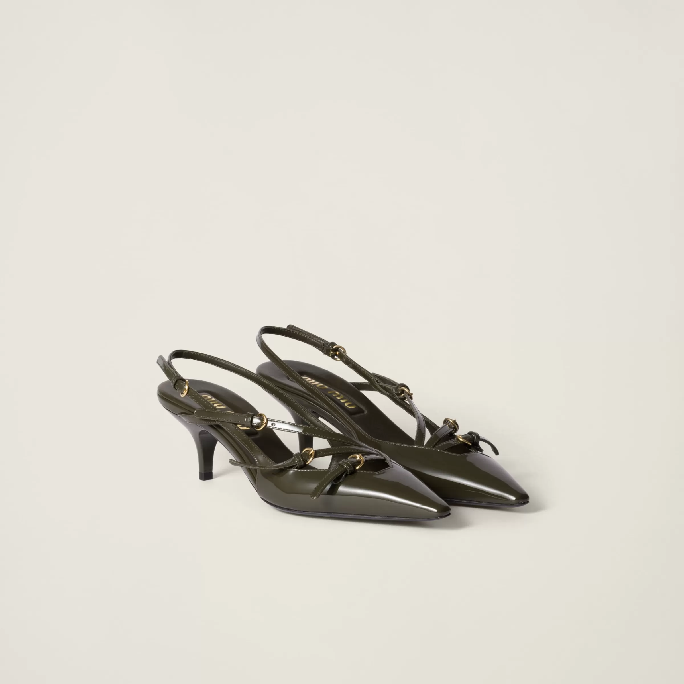 Patent leather slingbacks with buckles>Miu Miu Best Sale