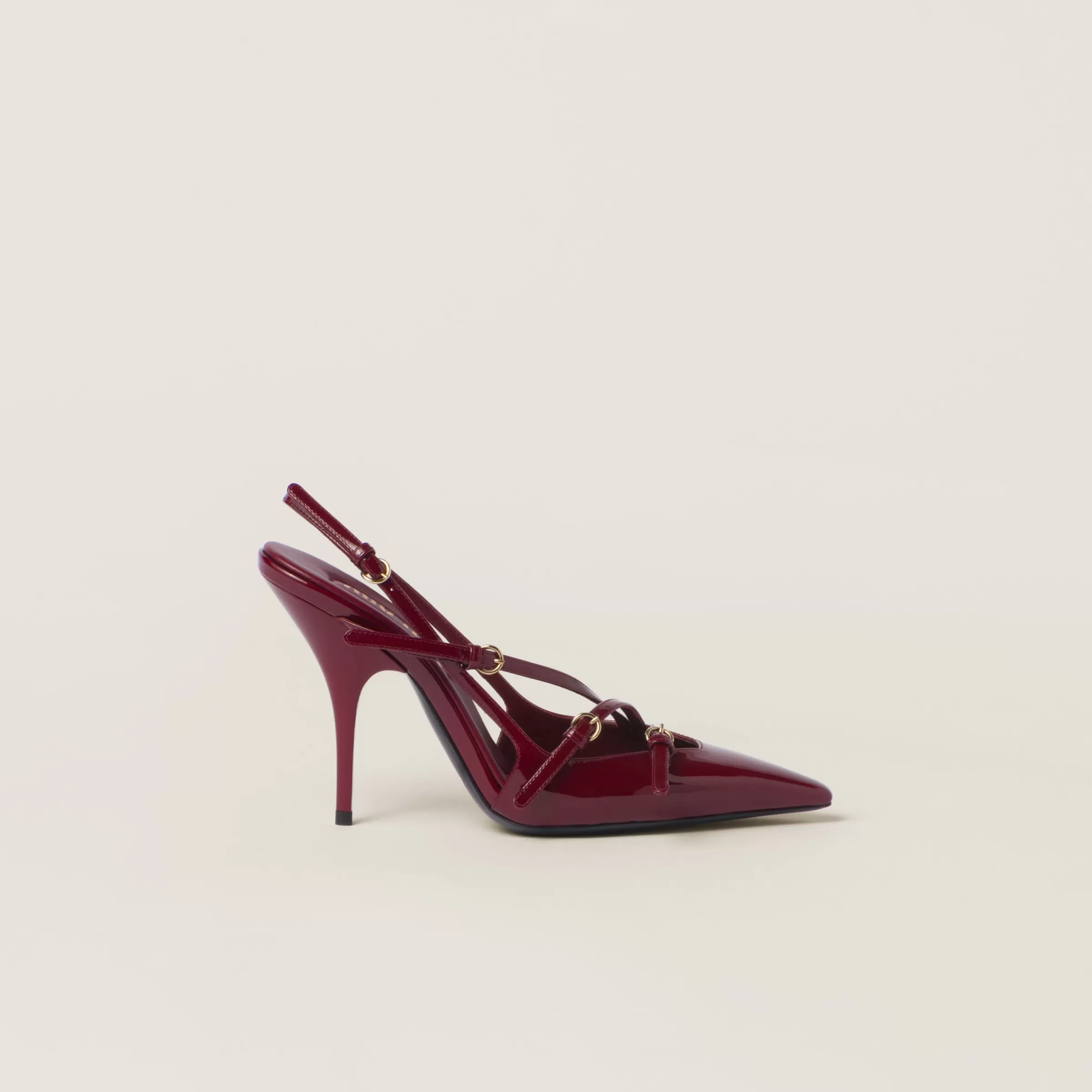 Patent leather slingbacks with buckles>Miu Miu Cheap