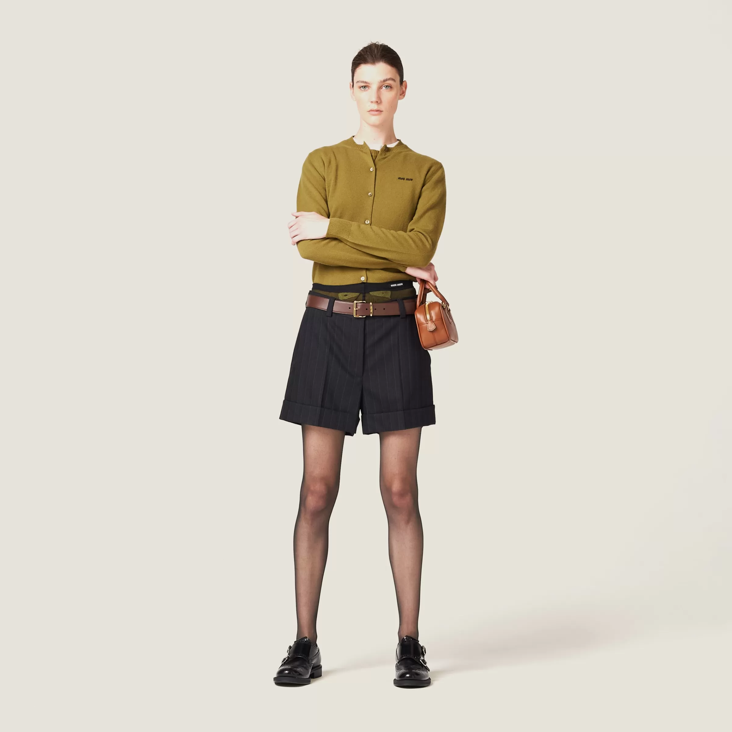 Pinstripe Bermuda shorts>Miu Miu Discount