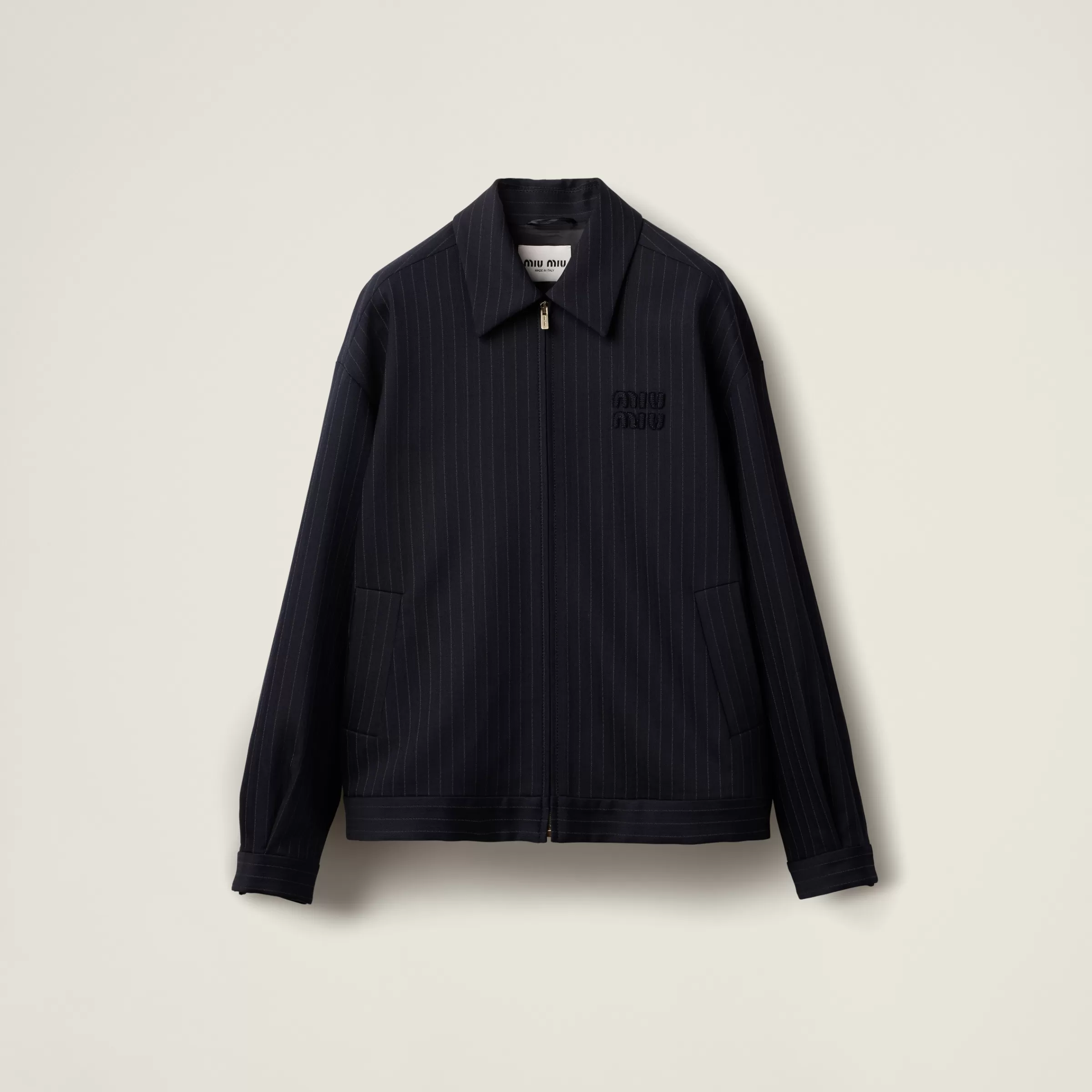 Pinstripe blouson jacket>Miu Miu Clearance