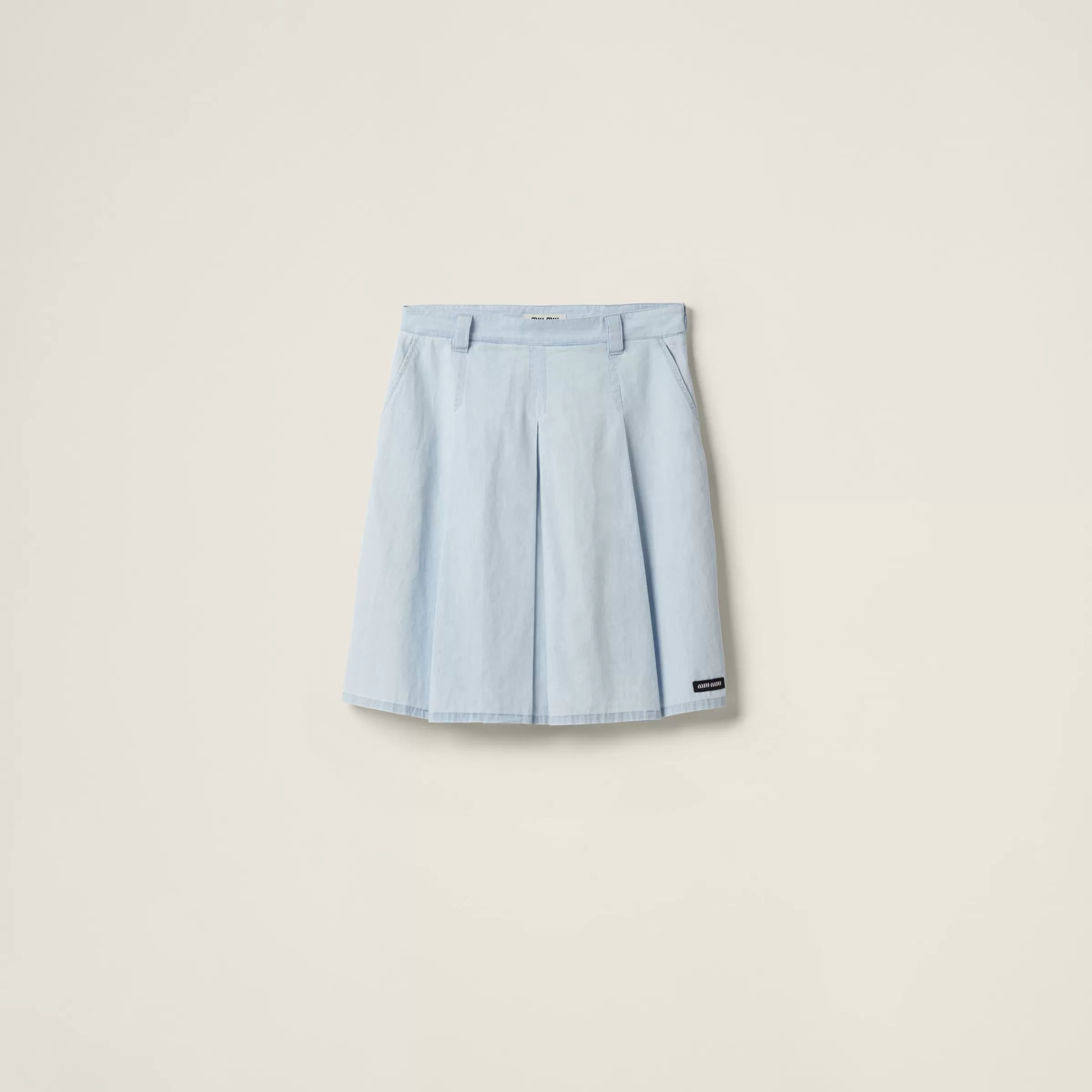 Pleated chambray skirt>Miu Miu Store