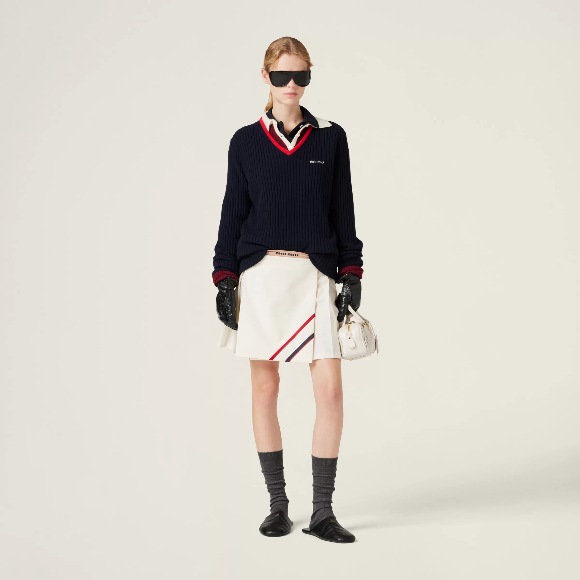 Pleated mohair fabric mini-skirt>Miu Miu Sale