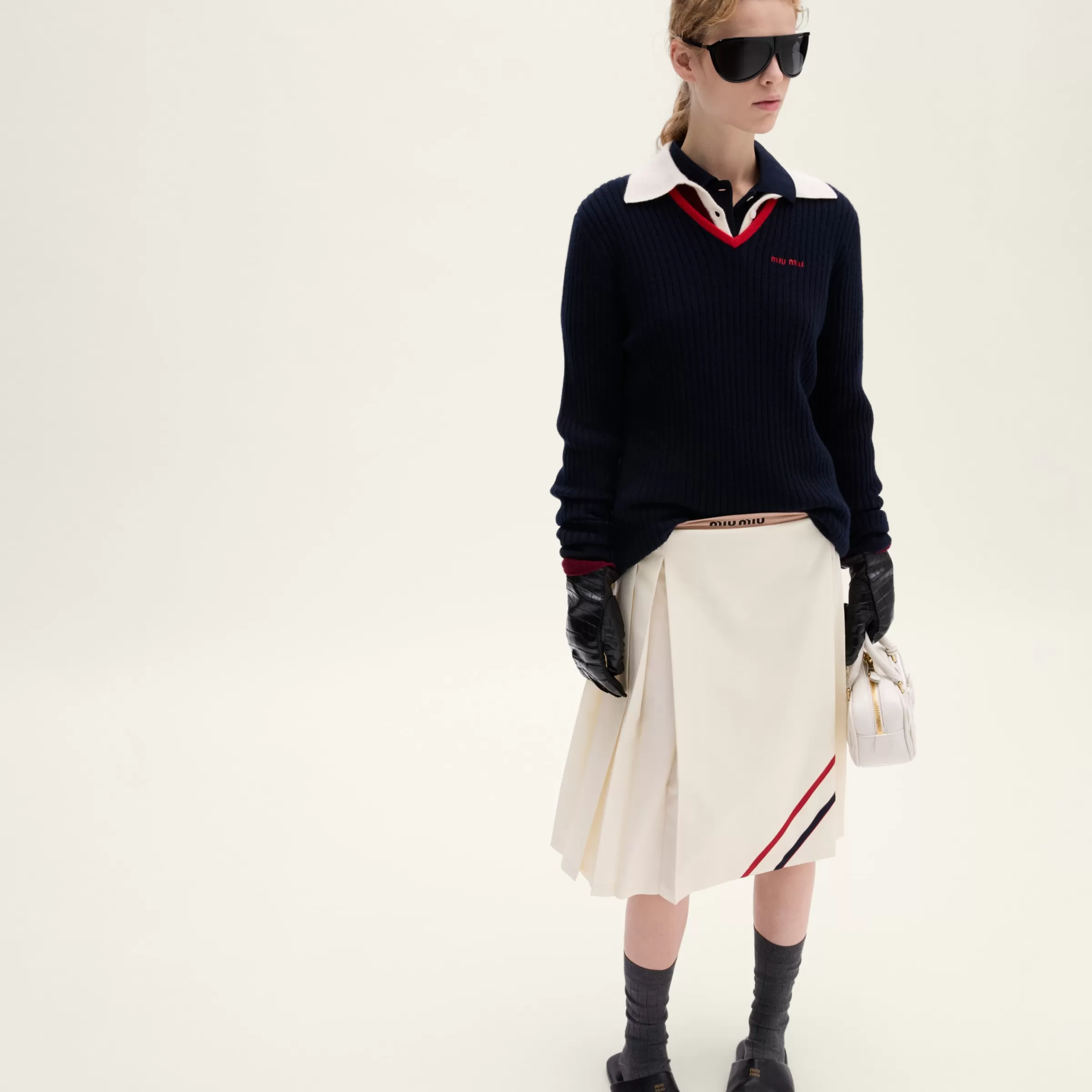 Pleated mohair fabric skirt>Miu Miu Best