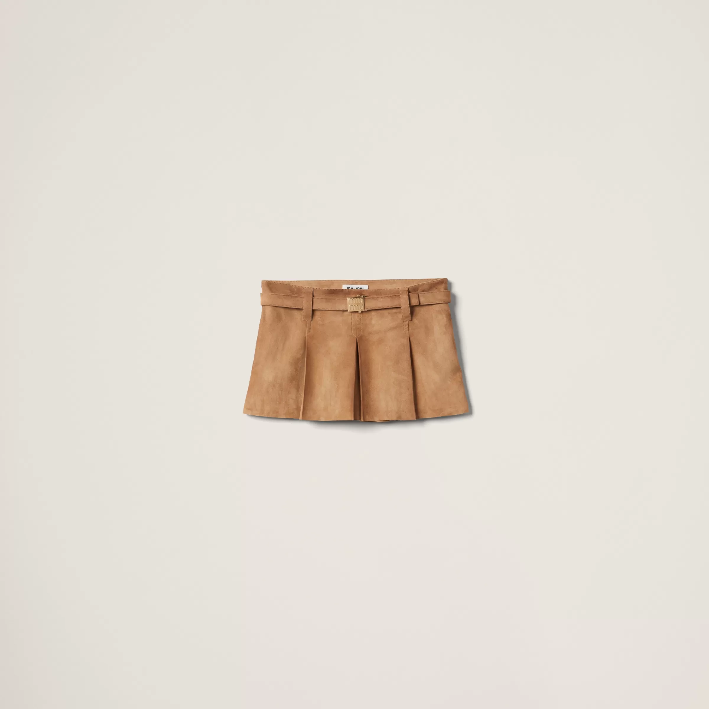 Pleated suede skirt>Miu Miu Sale