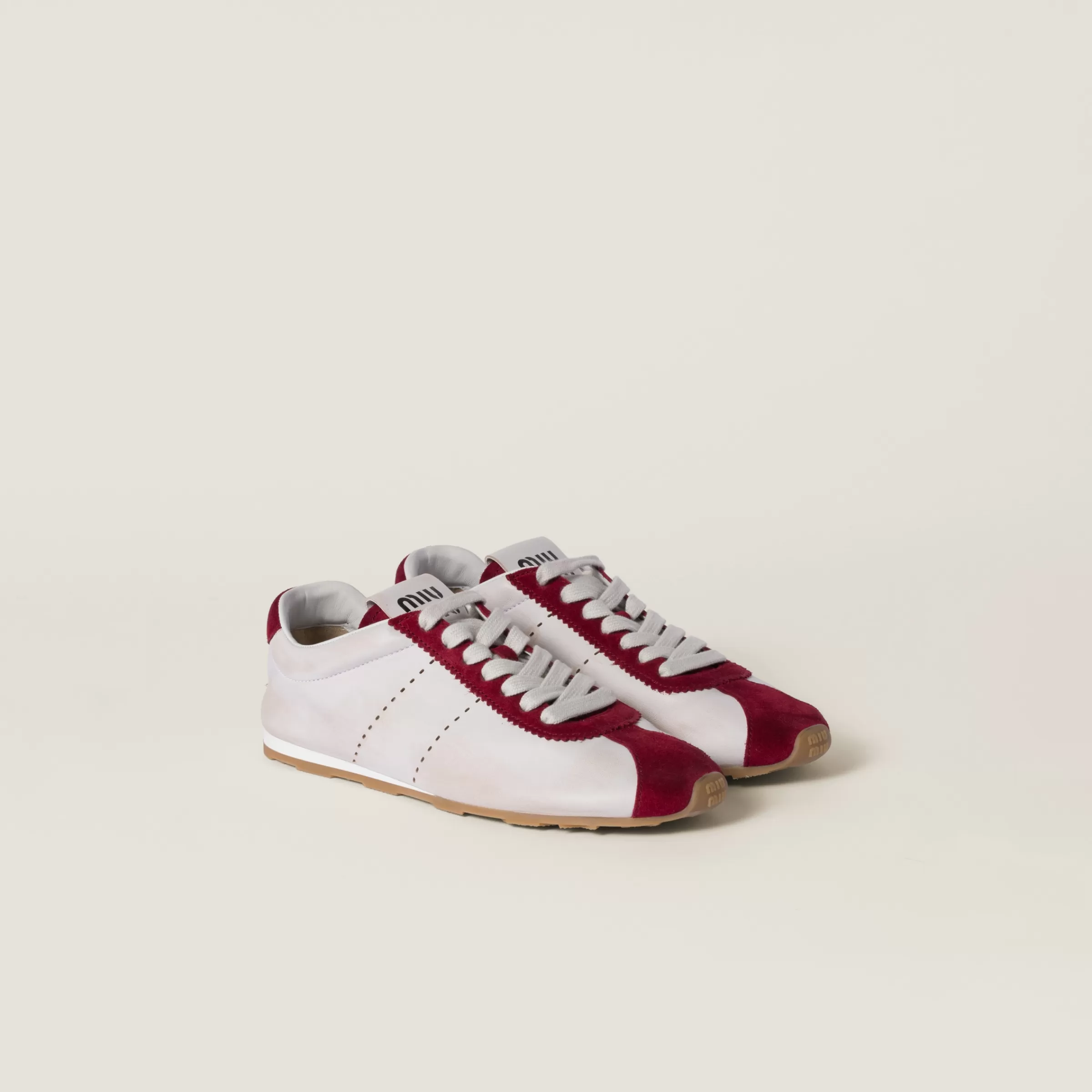 Plume nappa leather and suede sneakers>Miu Miu Outlet