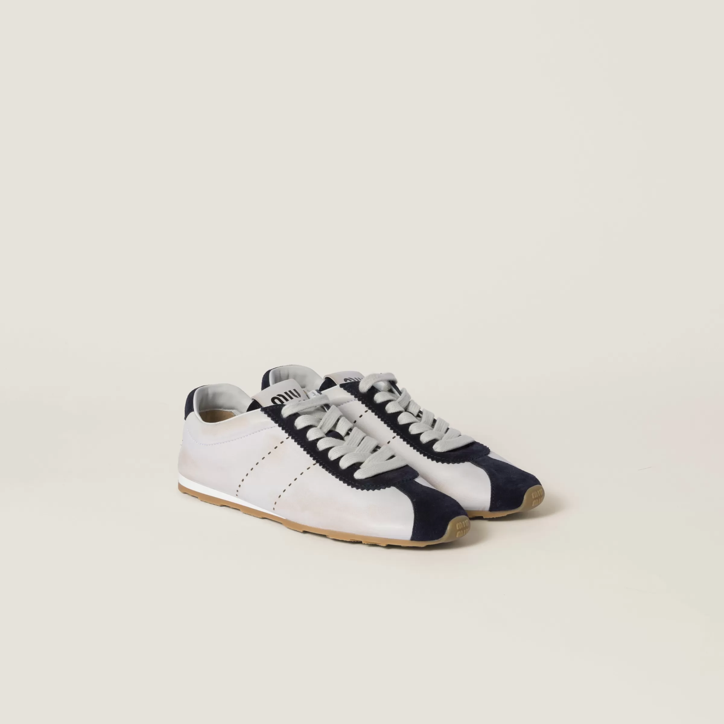 Plume nappa leather and suede sneakers>Miu Miu Shop