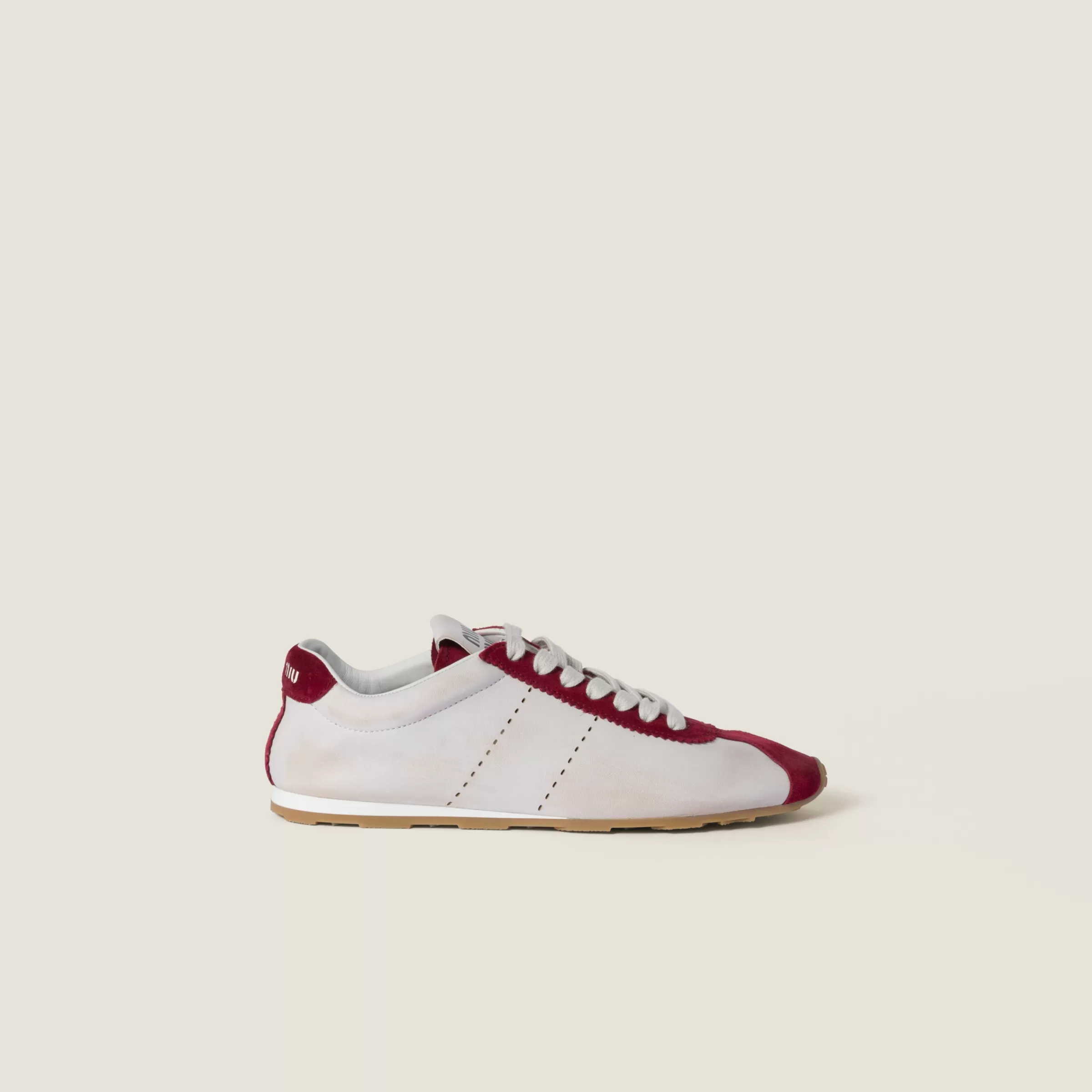 Plume nappa leather and suede sneakers>Miu Miu Outlet