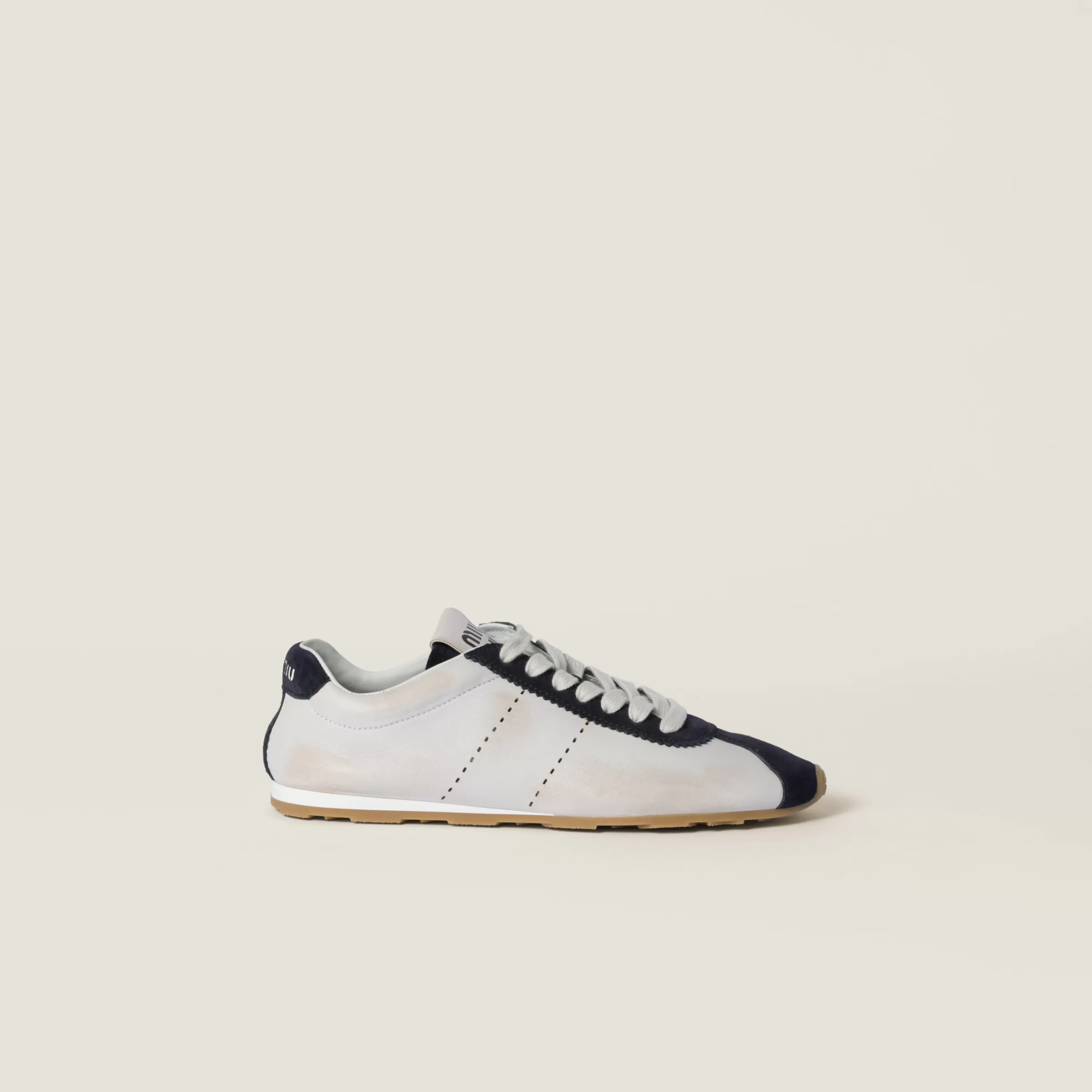 Plume nappa leather and suede sneakers>Miu Miu Shop