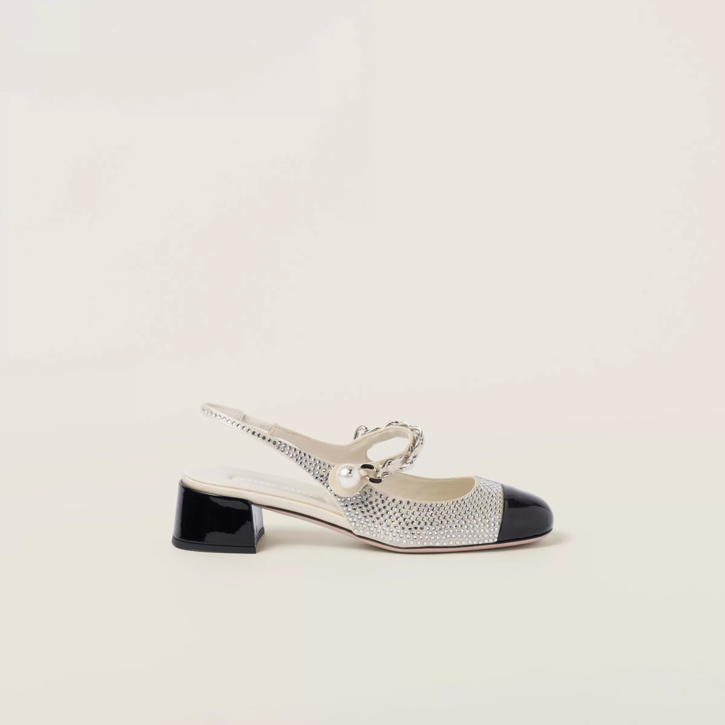 Satin and crystal slingback pumps>Miu Miu Discount