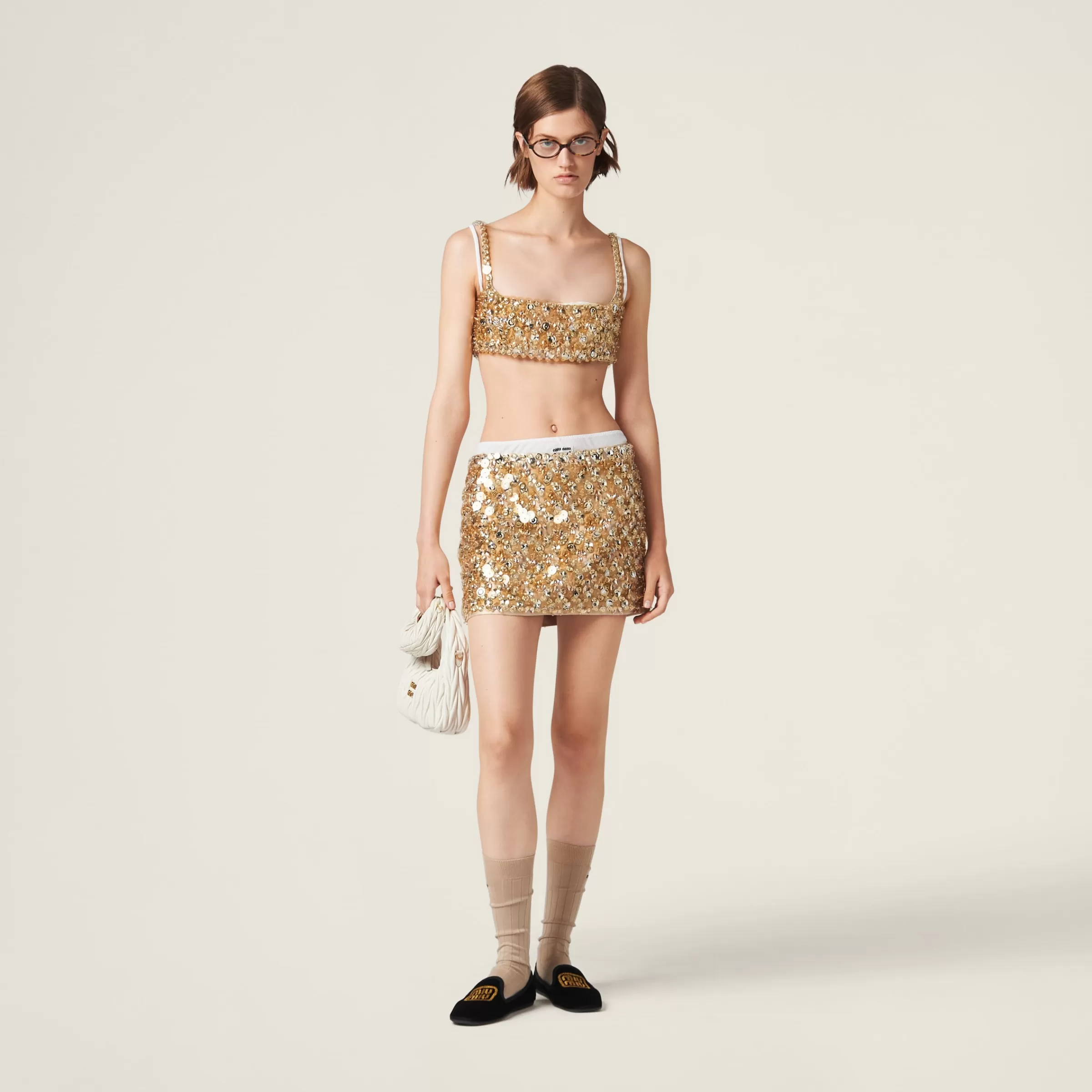 Silk and wool miniskirt>Miu Miu Fashion