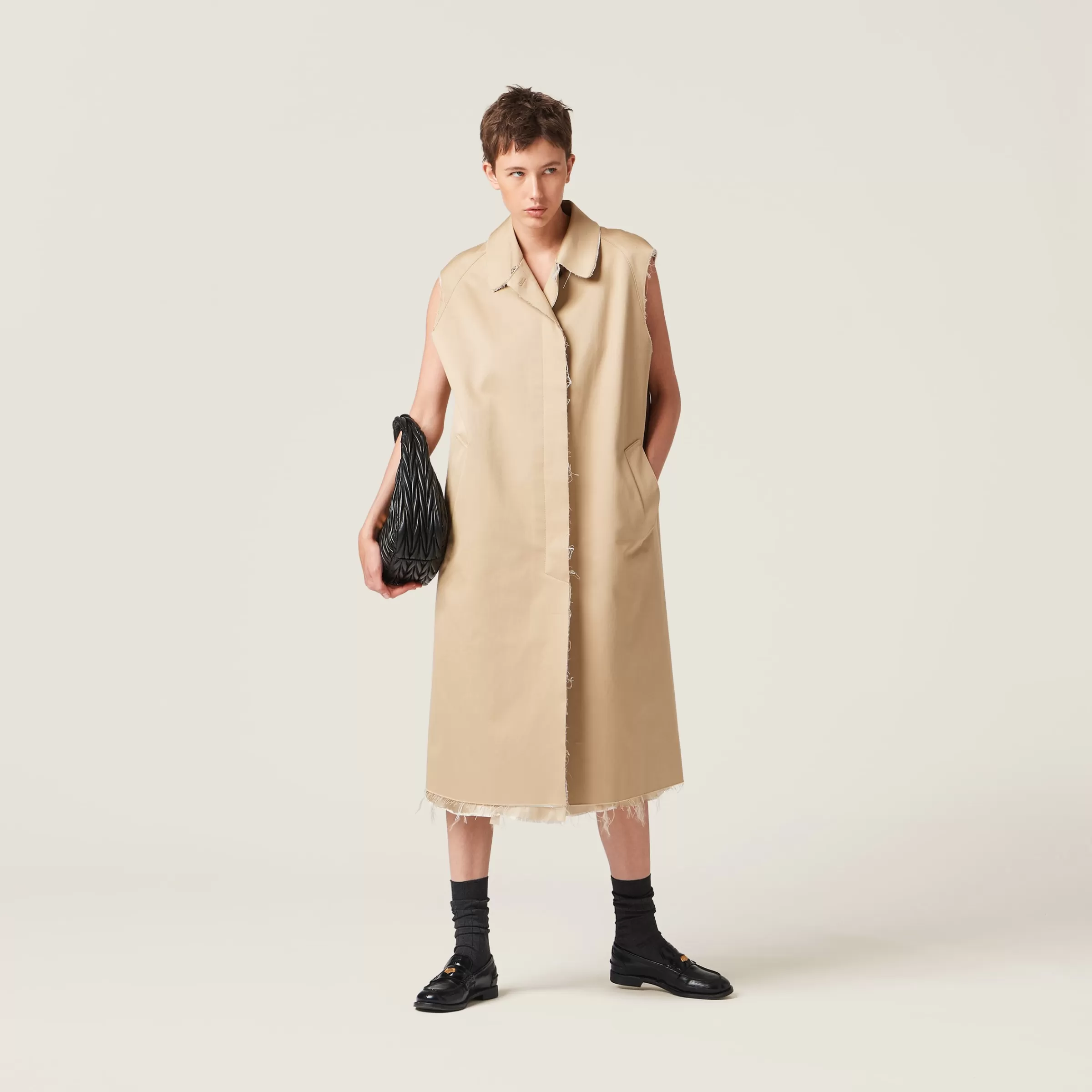 Single-breasted chino coat>Miu Miu Best