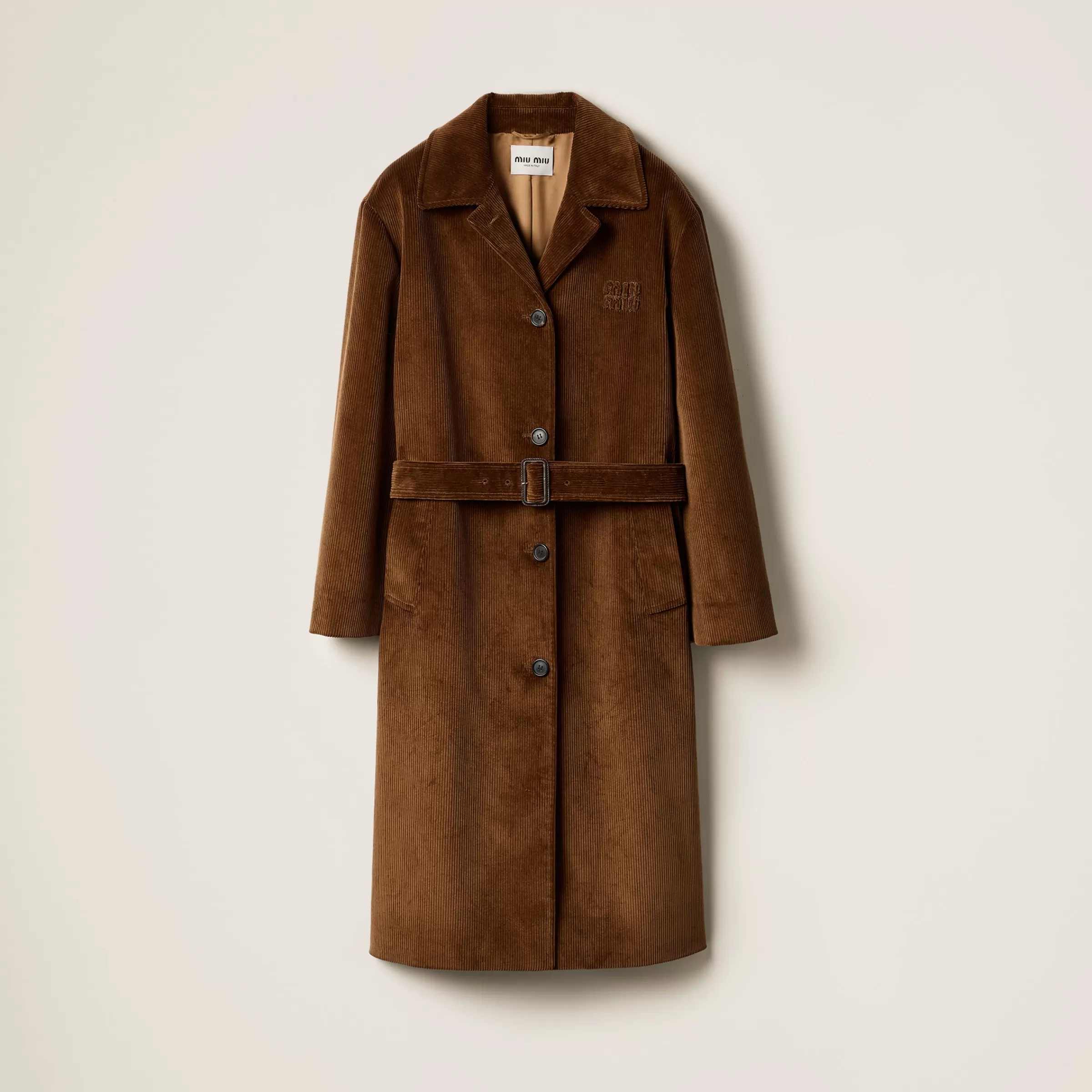 Single-breasted corduroy coat>Miu Miu Clearance