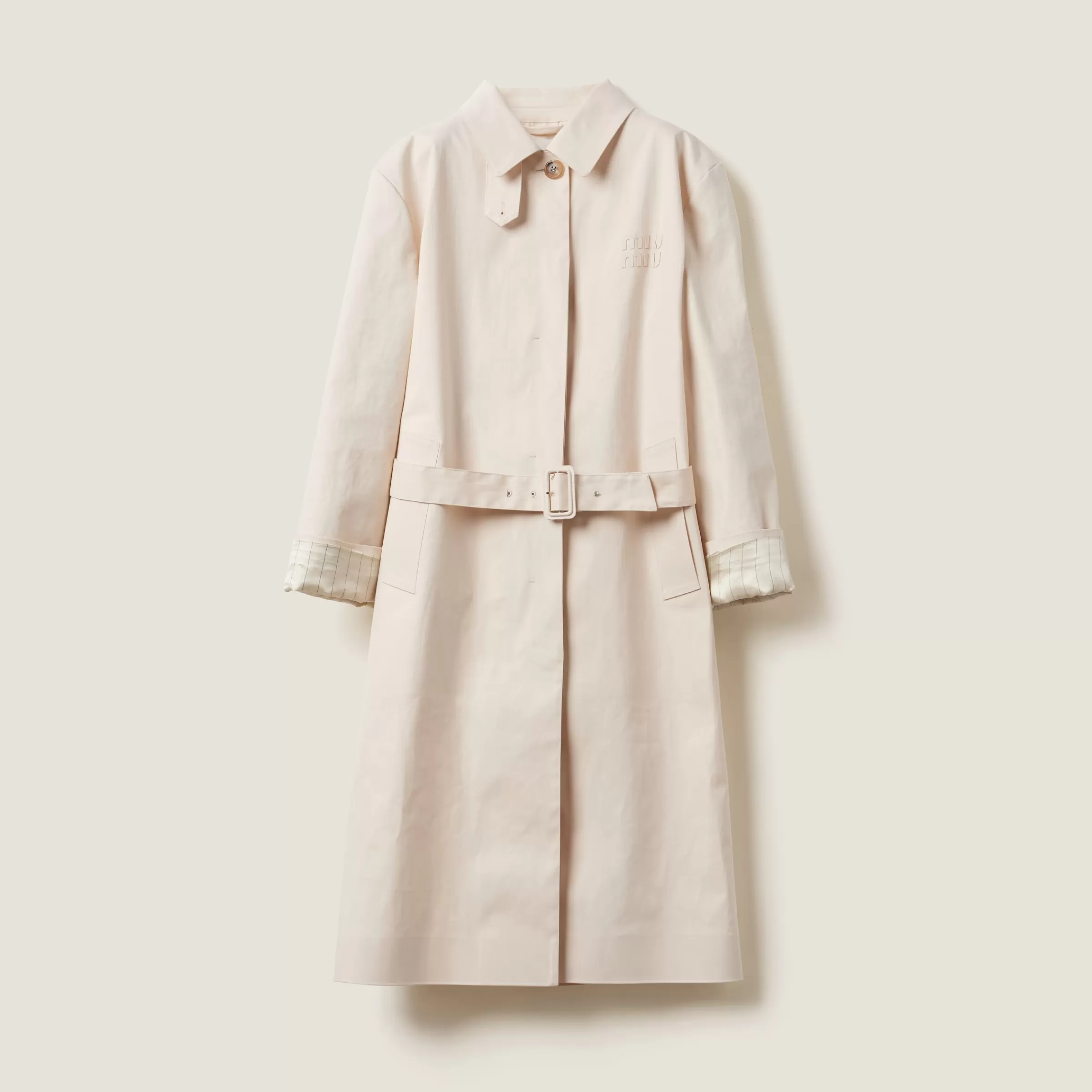 Single-breasted double cotton raincoat>Miu Miu Best