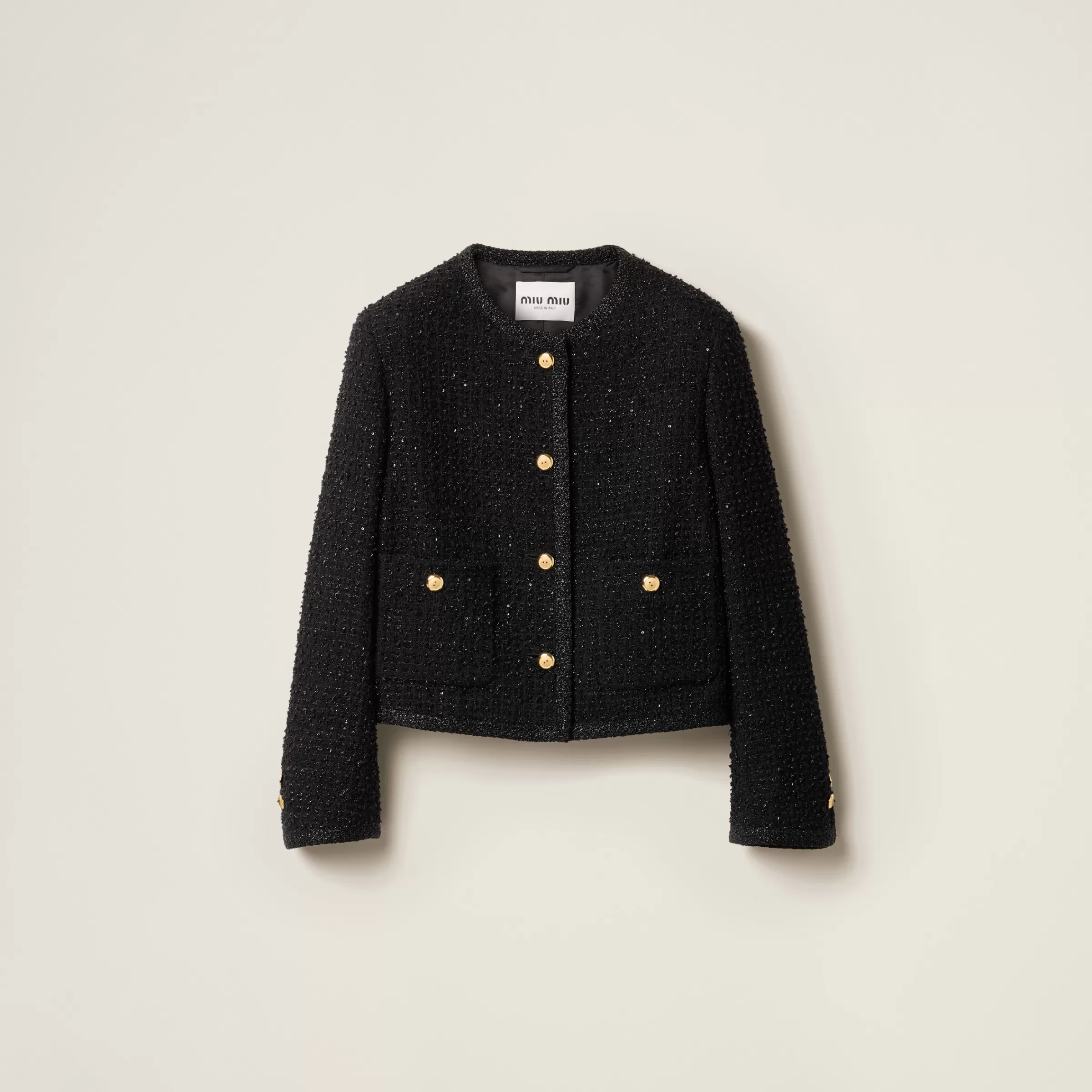 Single-breasted lamé bouclé jacket>Miu Miu Online