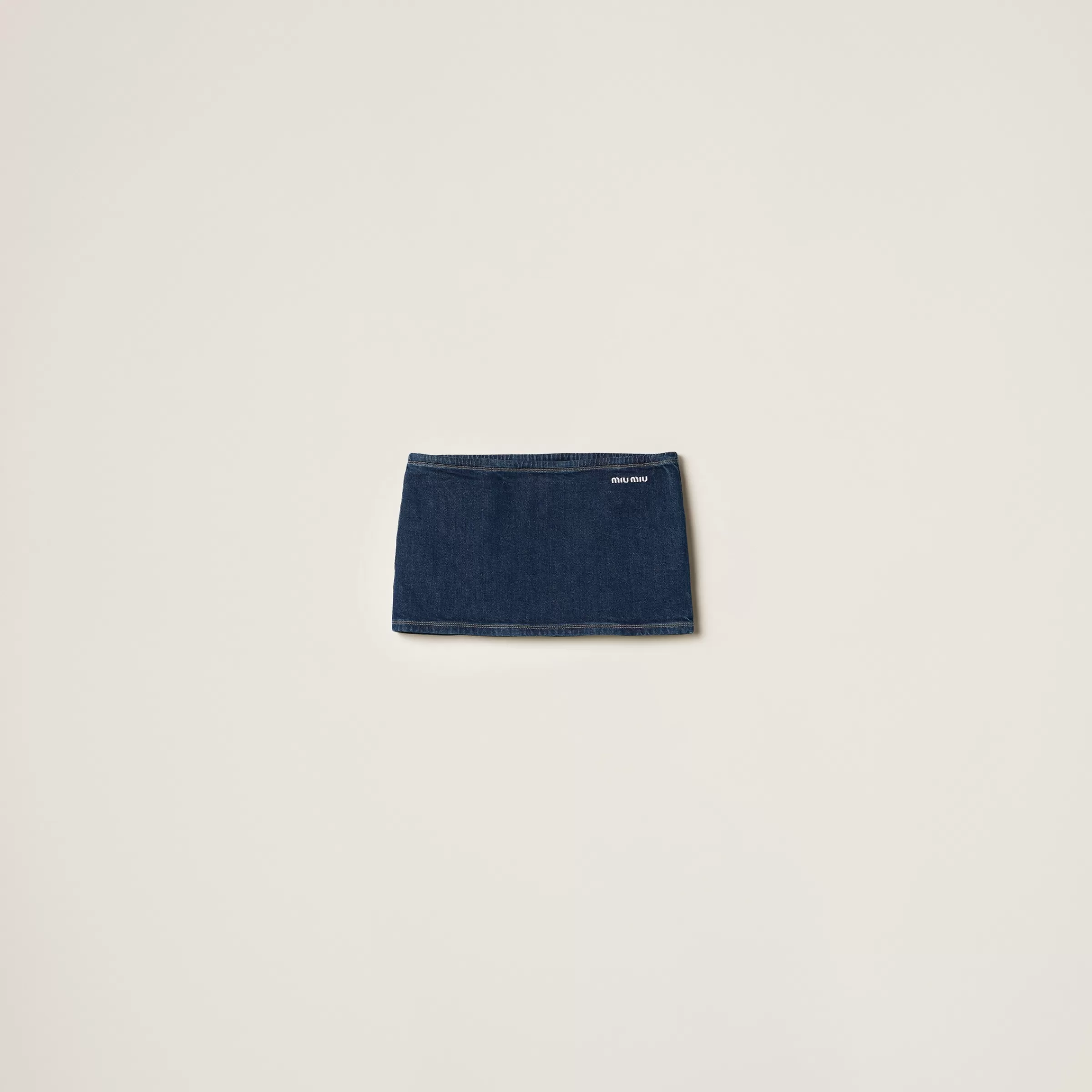 Stretch denim miniskirt>Miu Miu Online