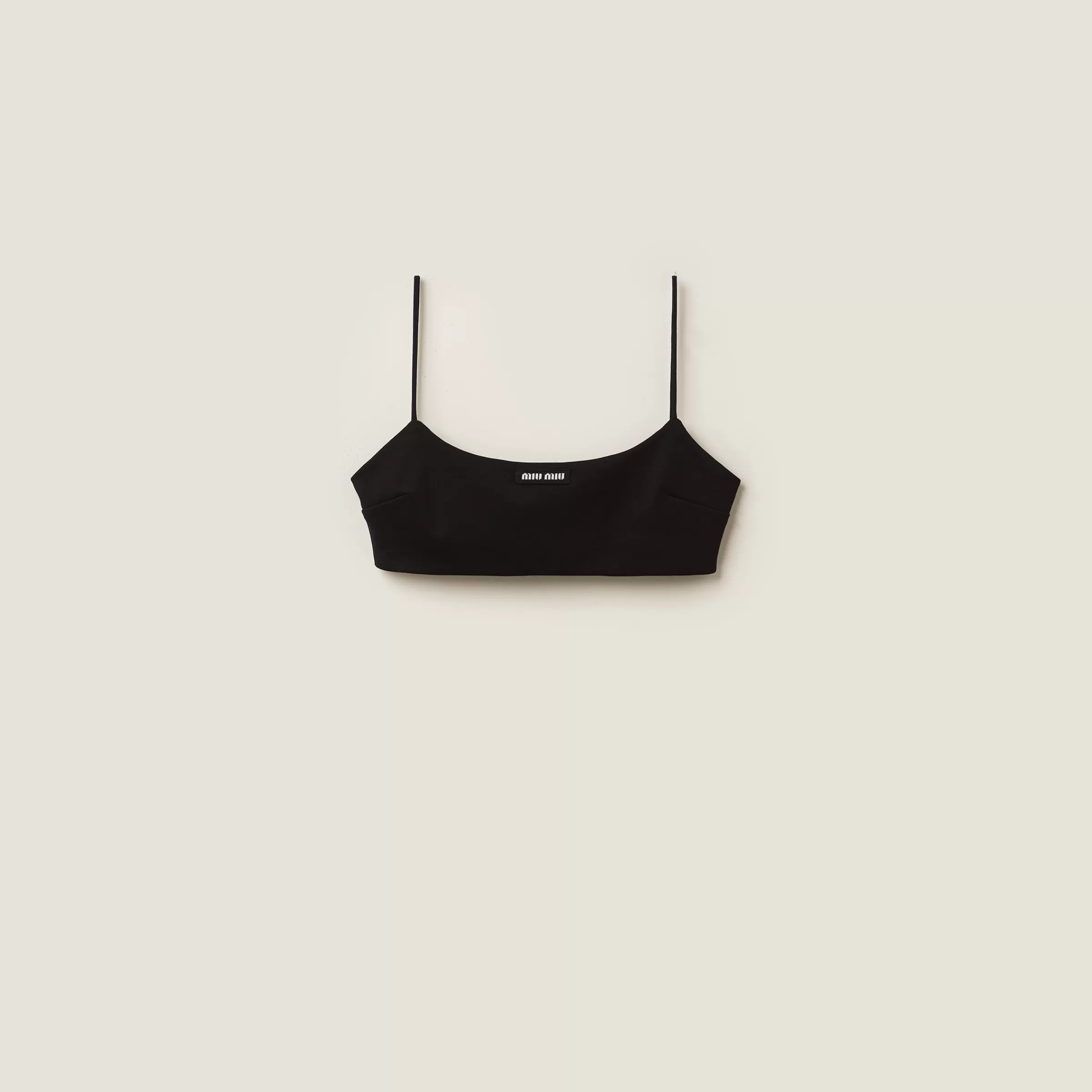 Stretch jersey top with logo>Miu Miu Store