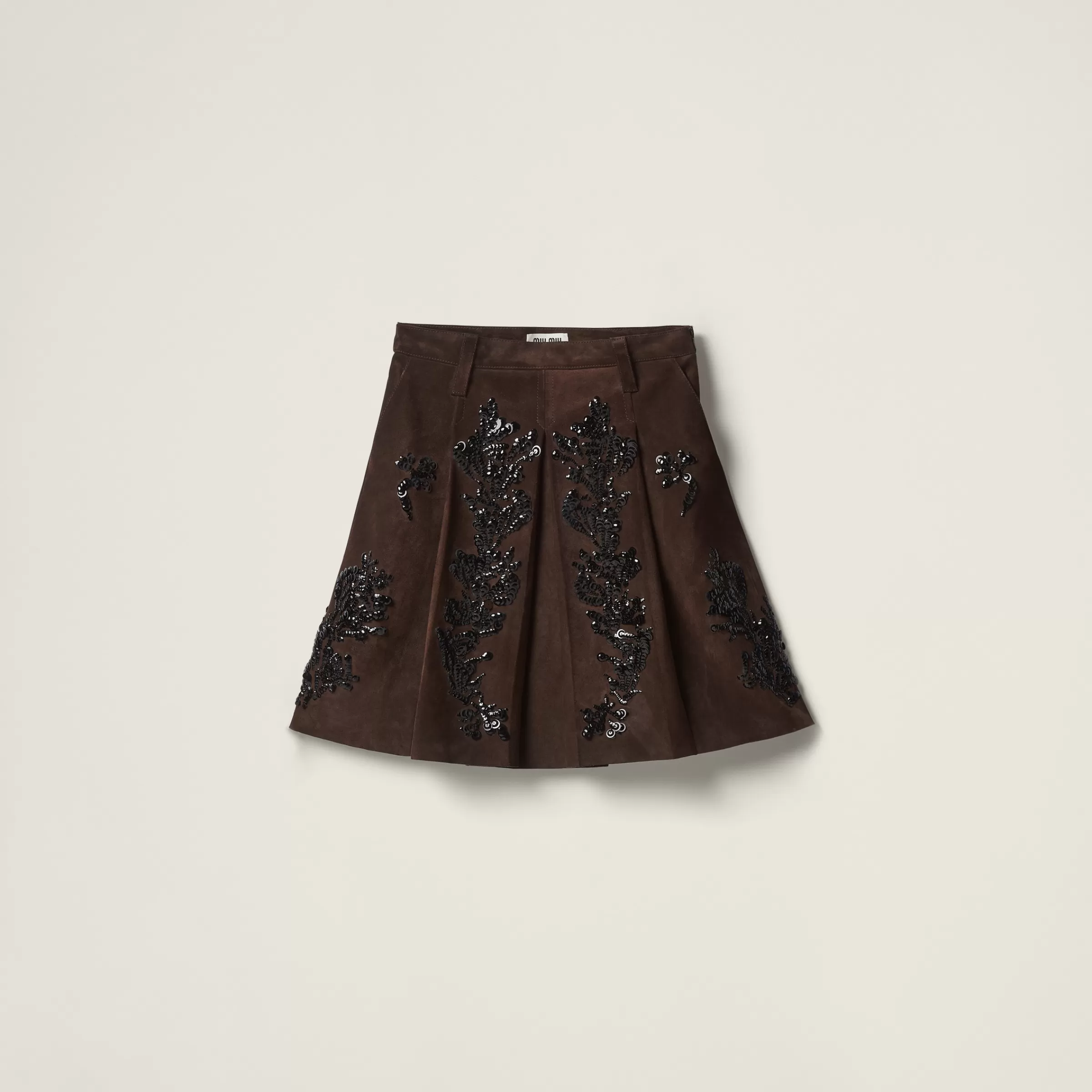 Suede skirt with embroidery>Miu Miu Best