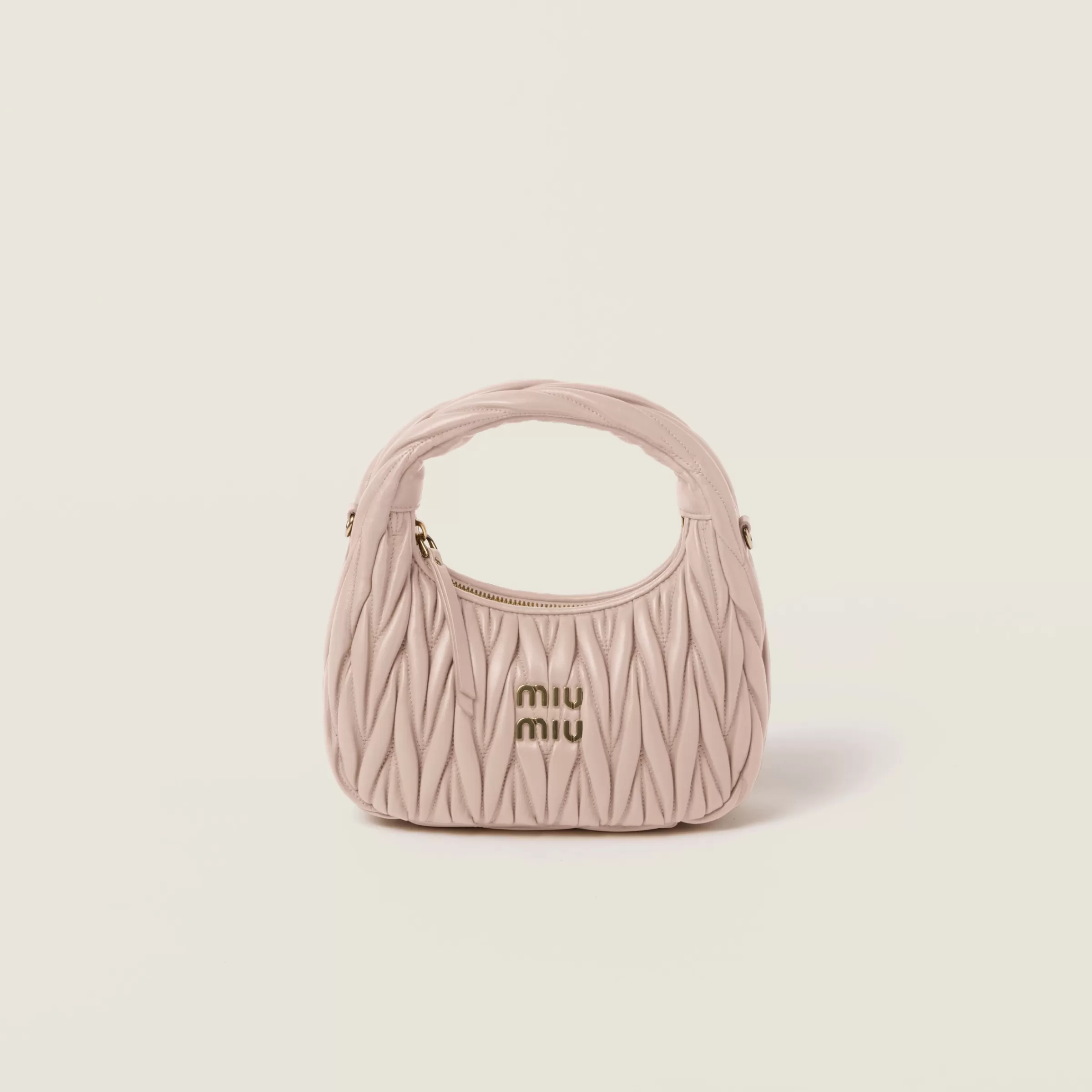 Wander matelassé nappa leather hobo bag>Miu Miu Cheap