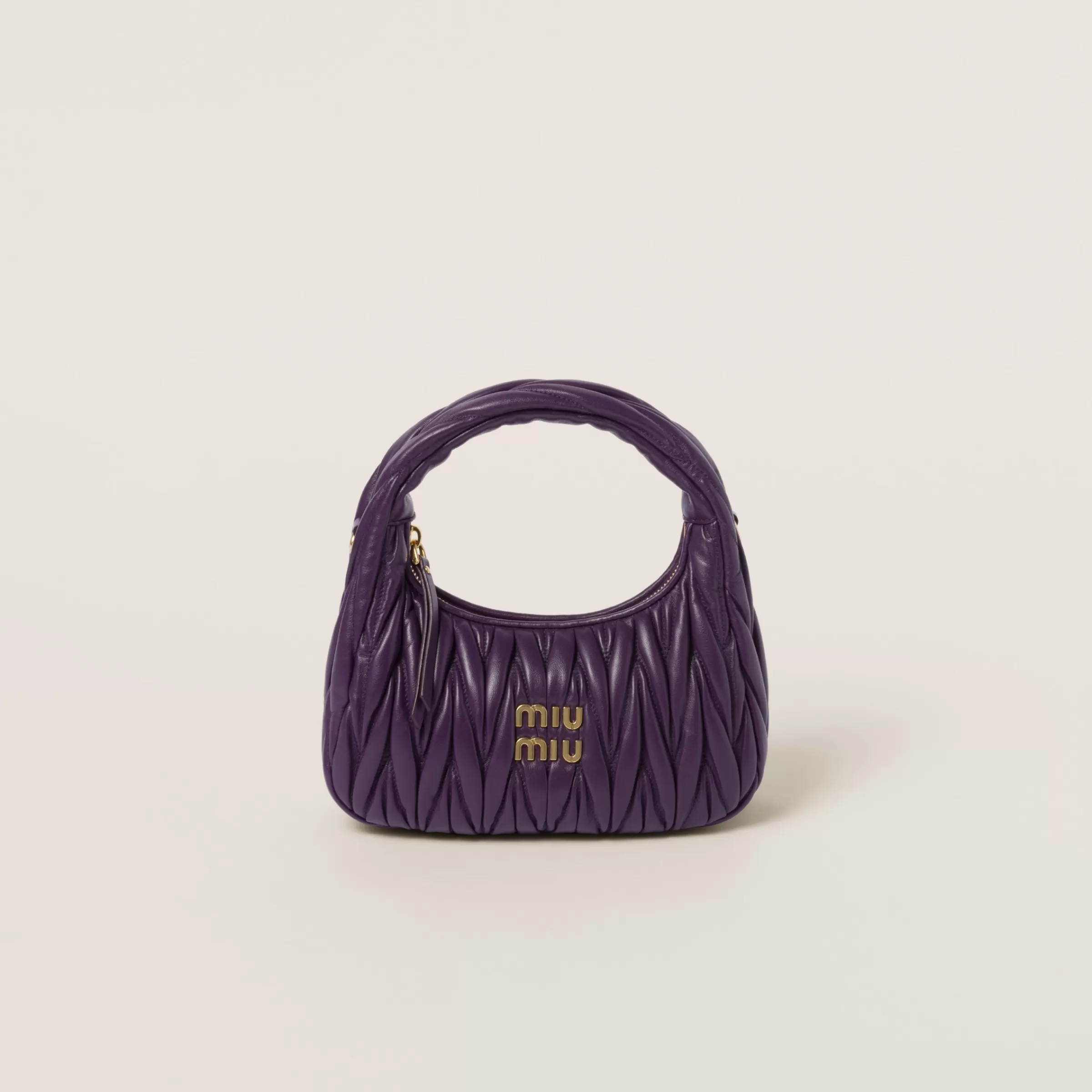 Wander matelassé nappa leather hobo bag>Miu Miu Cheap