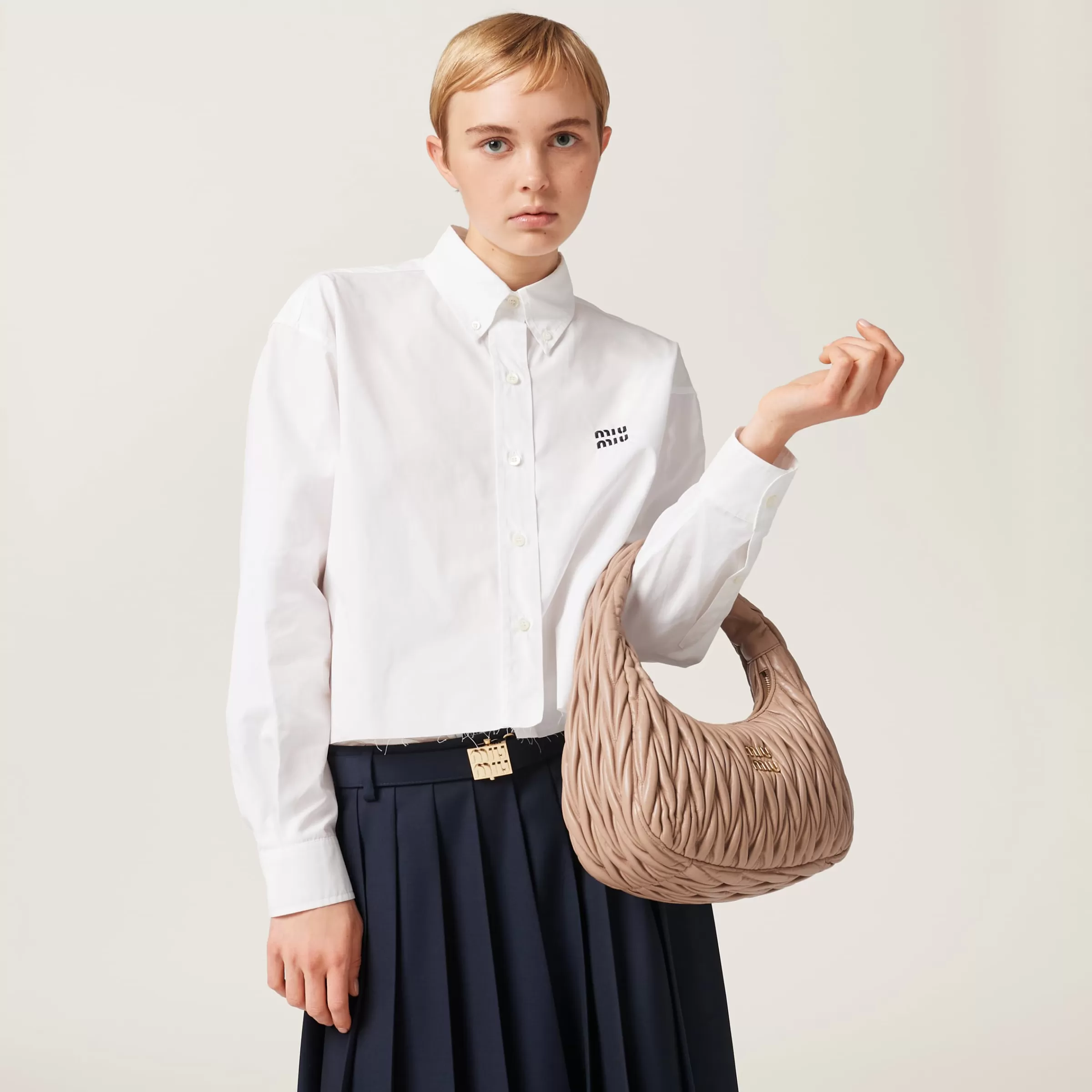 Wander matelassé nappa leather hobo bag>Miu Miu Cheap