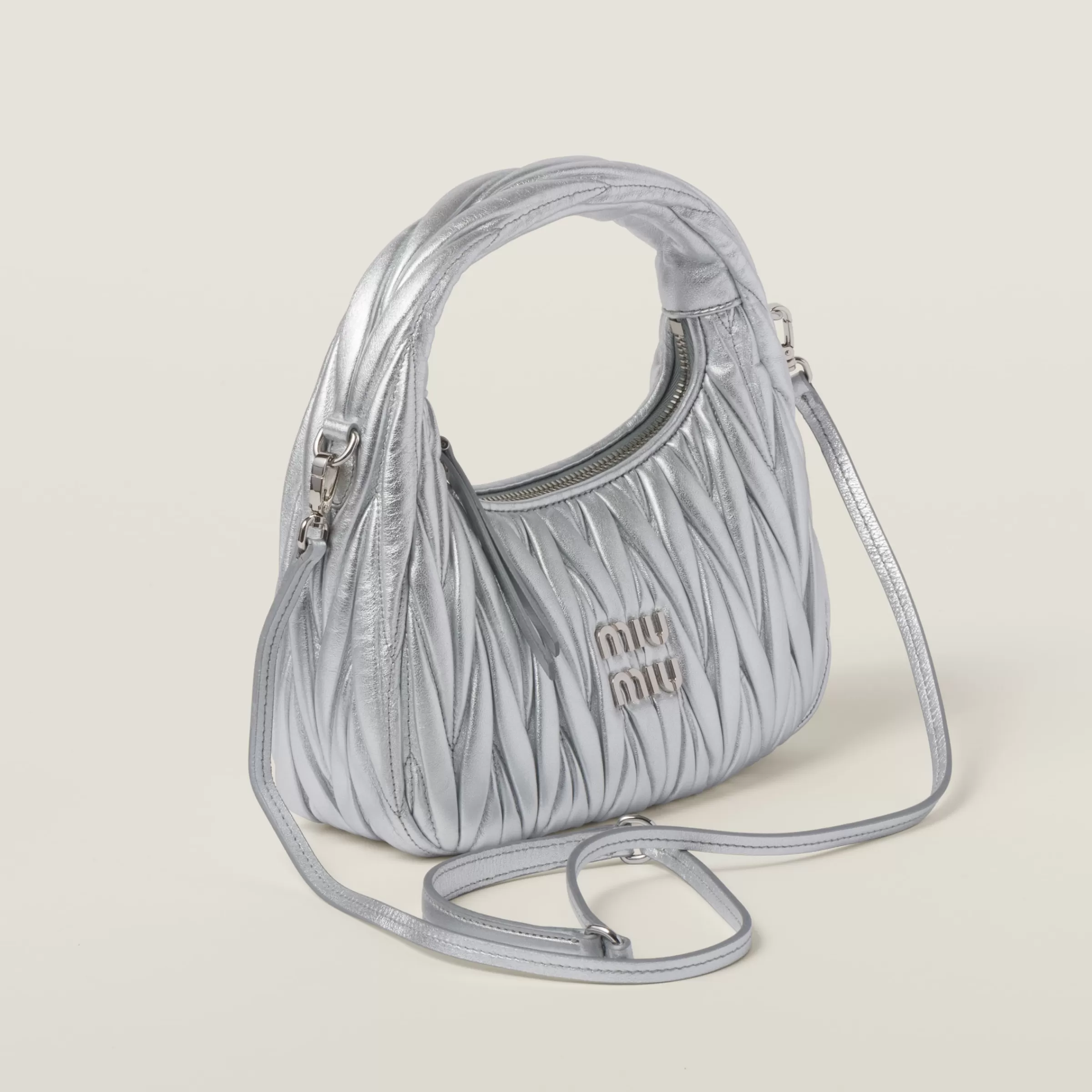 Wander matelassé nappa leather hobo bag>Miu Miu Cheap