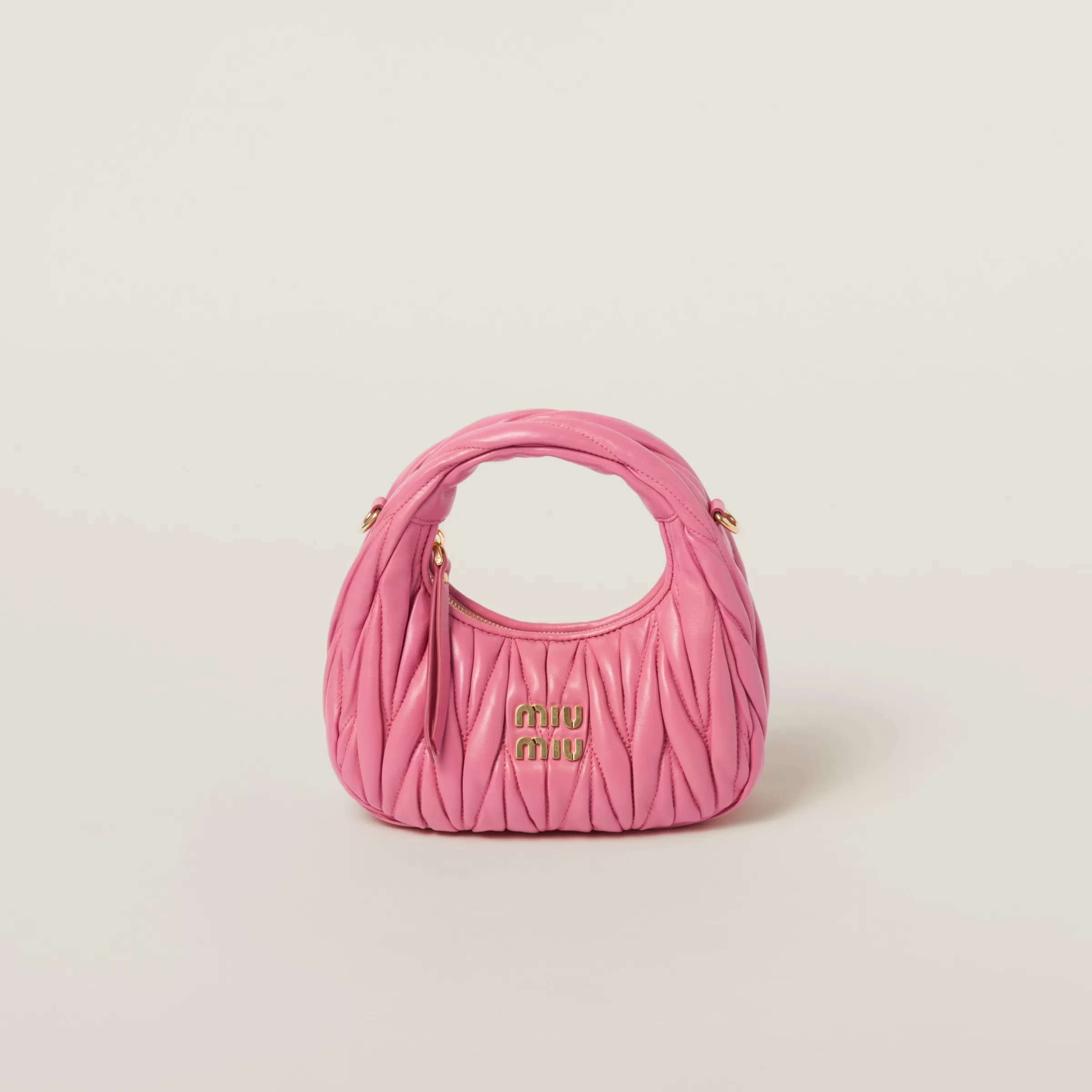 Wander matelassé nappa leather hobo mini-bag>Miu Miu Store