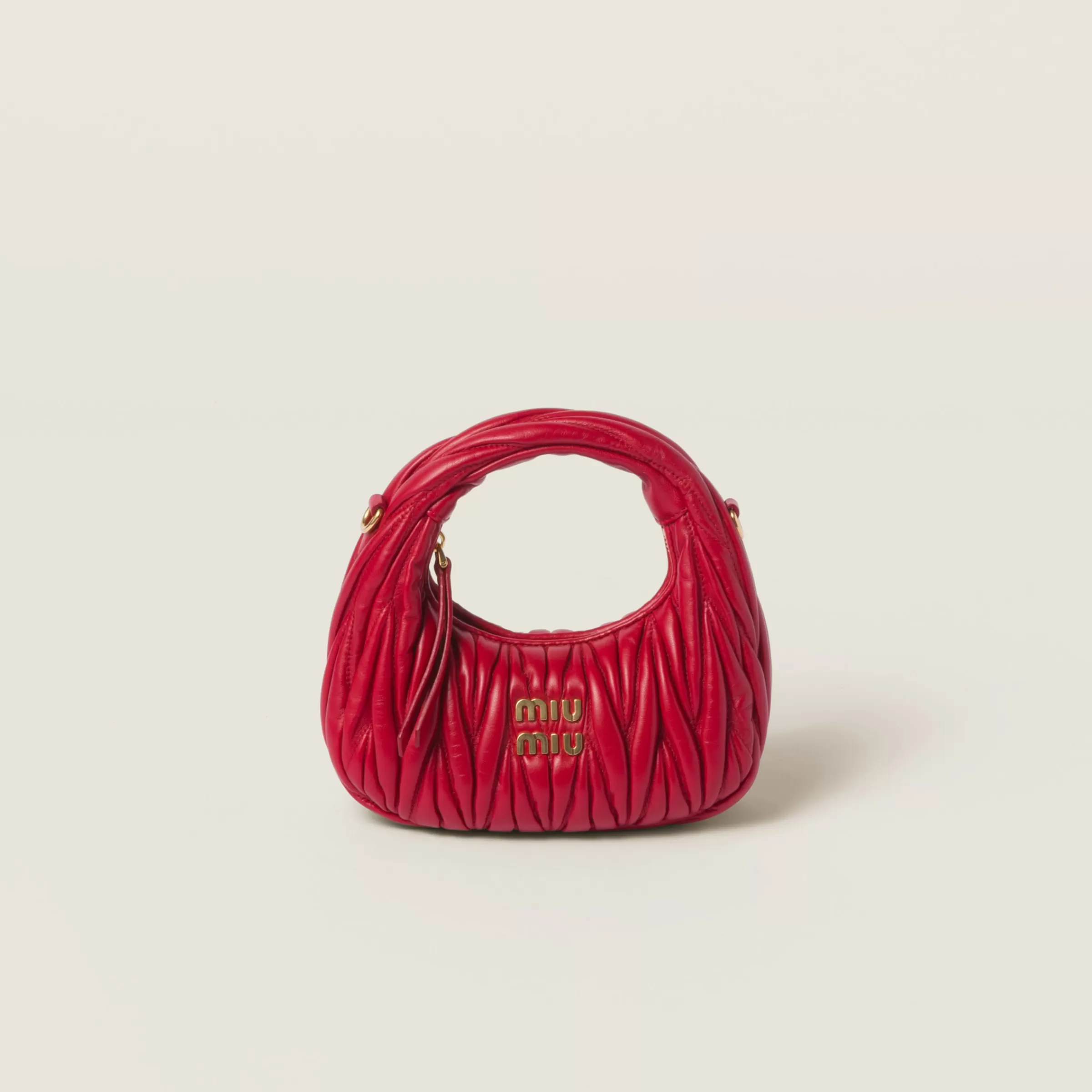 Wander matelassé nappa leather hobo mini-bag>Miu Miu Outlet