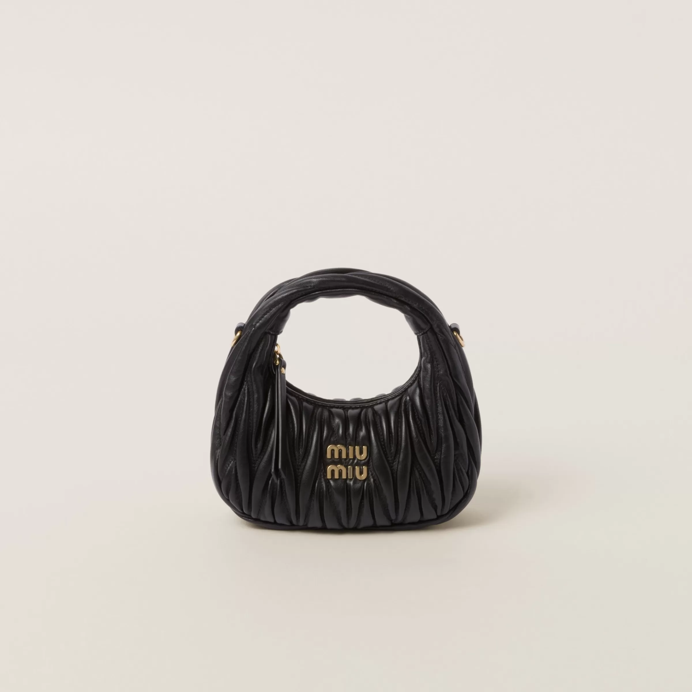 Wander matelassé nappa leather hobo mini-bag>Miu Miu Sale