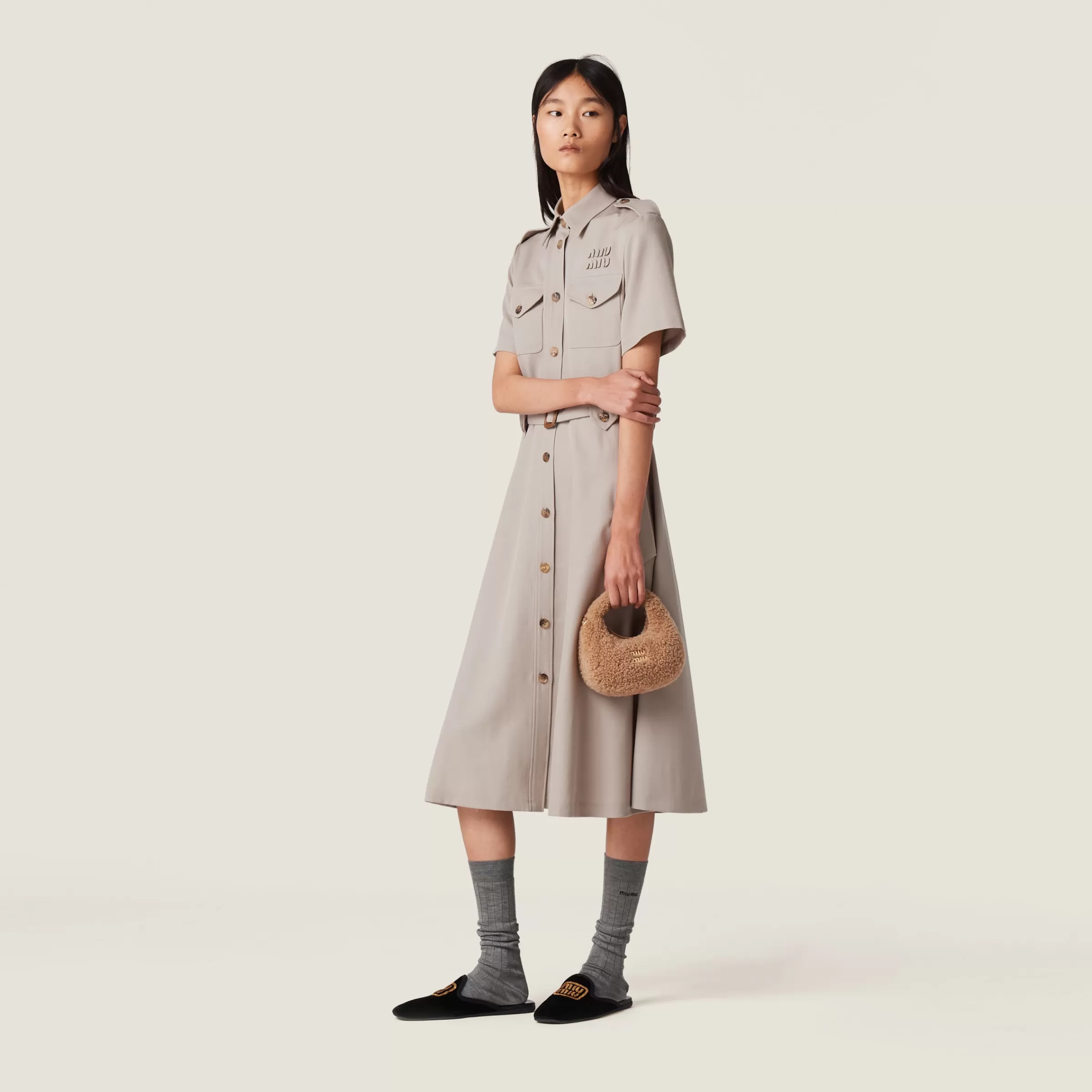 Wander shearling hobo bag with leather details>Miu Miu Fashion