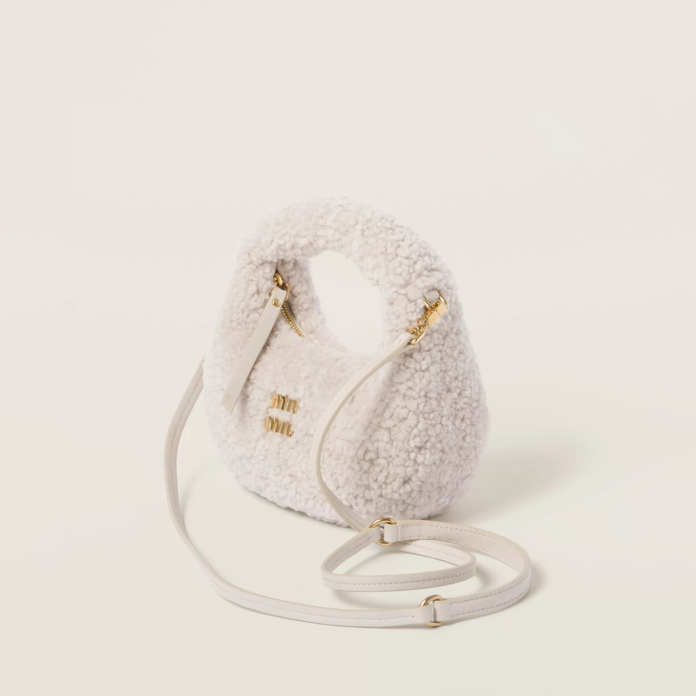 Wander shearling hobo bag with leather details>Miu Miu New