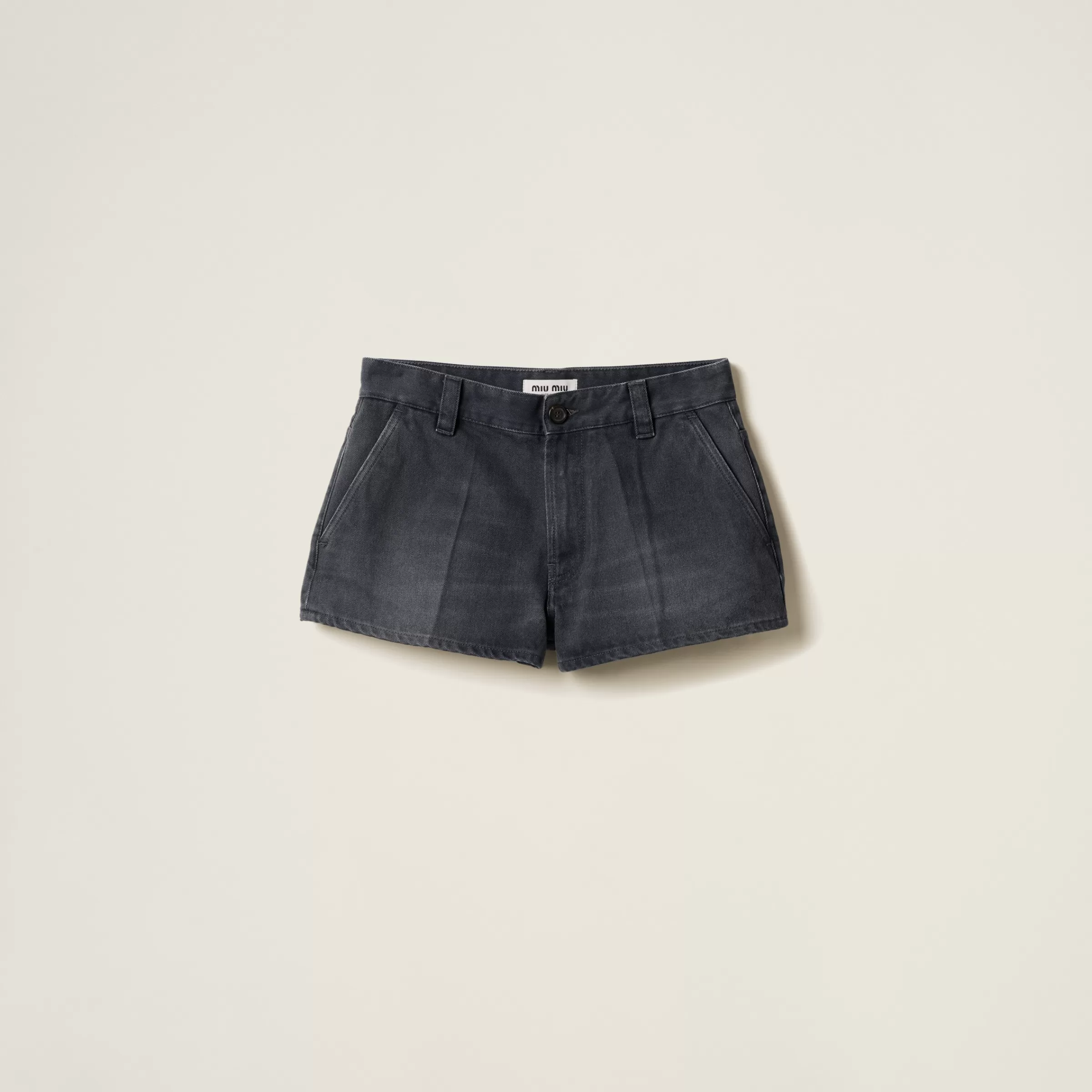 Washed drill shorts>Miu Miu Store