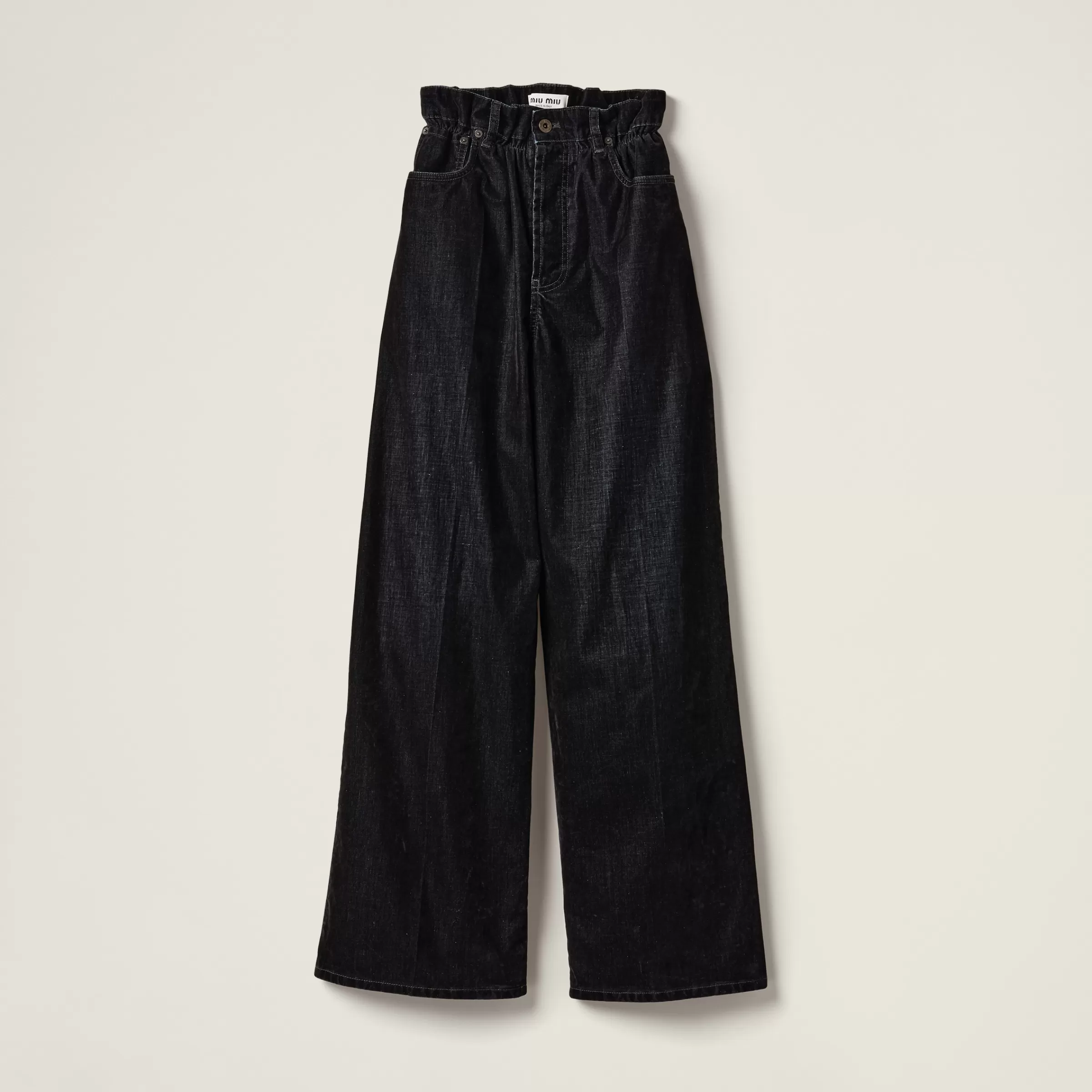 Washed flocked chambray pants>Miu Miu Best Sale