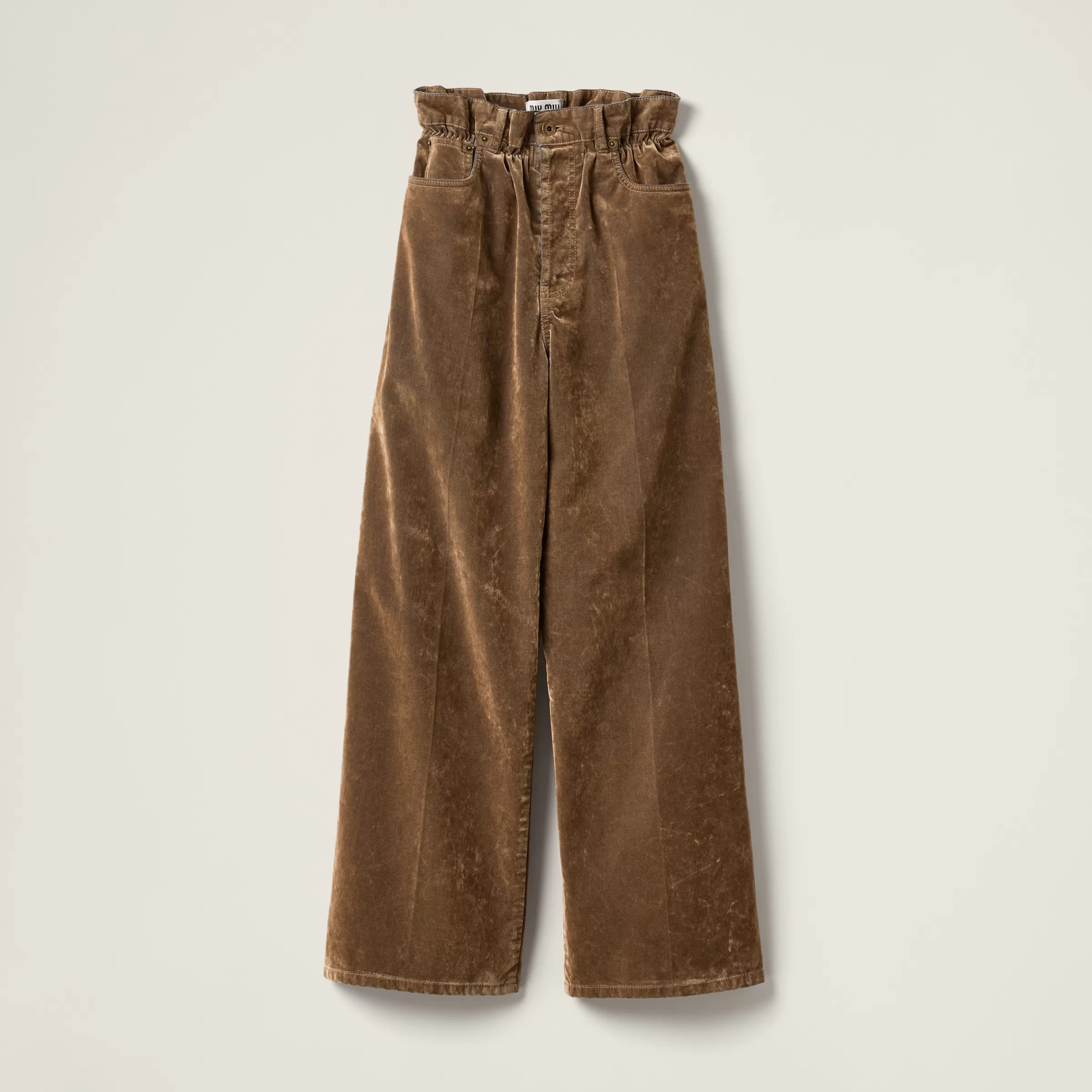 Washed flocked chambray pants>Miu Miu Best Sale