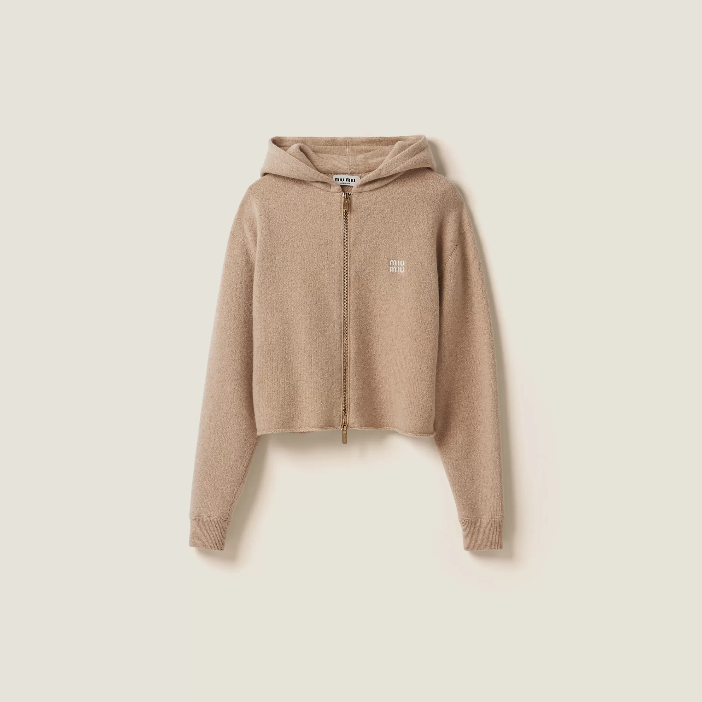 Wool and cashmere hoodie jacket>Miu Miu Shop