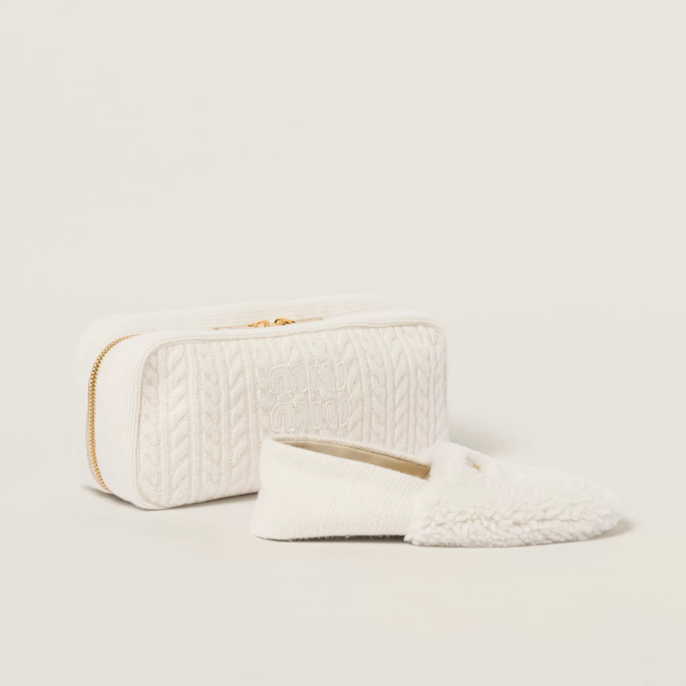 Wool, cashmere and shearling slippers with cashmere case>Miu Miu Discount